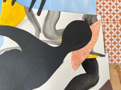 "Talking to a Cat on a Couch", Contemporary, Black, Mixed Media Collage, 2020