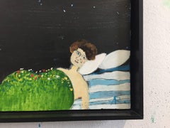 "Primavera temprana", Contemporáneo, Paisaje onírico, Niña, Azul, Verde, Negro, Pintura al óleo