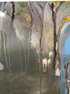 "Tenemos que cruzar juntos este puente", Paisaje, Azul, Verde, Pintura al óleo