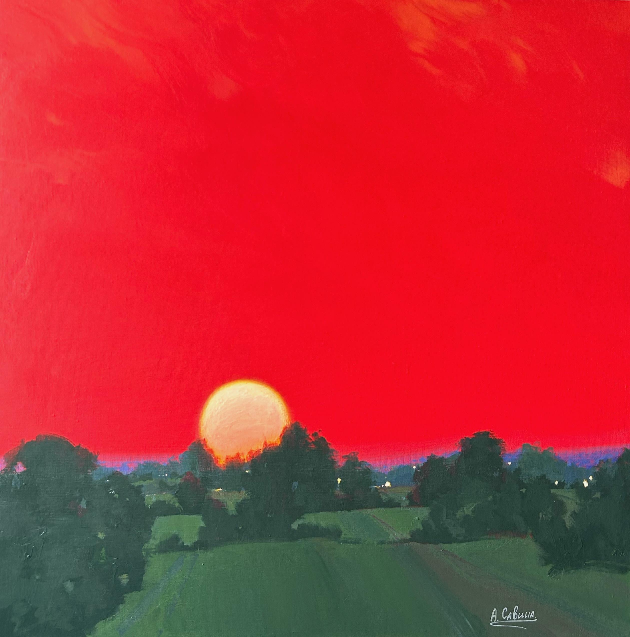 August sun, 70x70 cm, oil, acrylic, canvas
