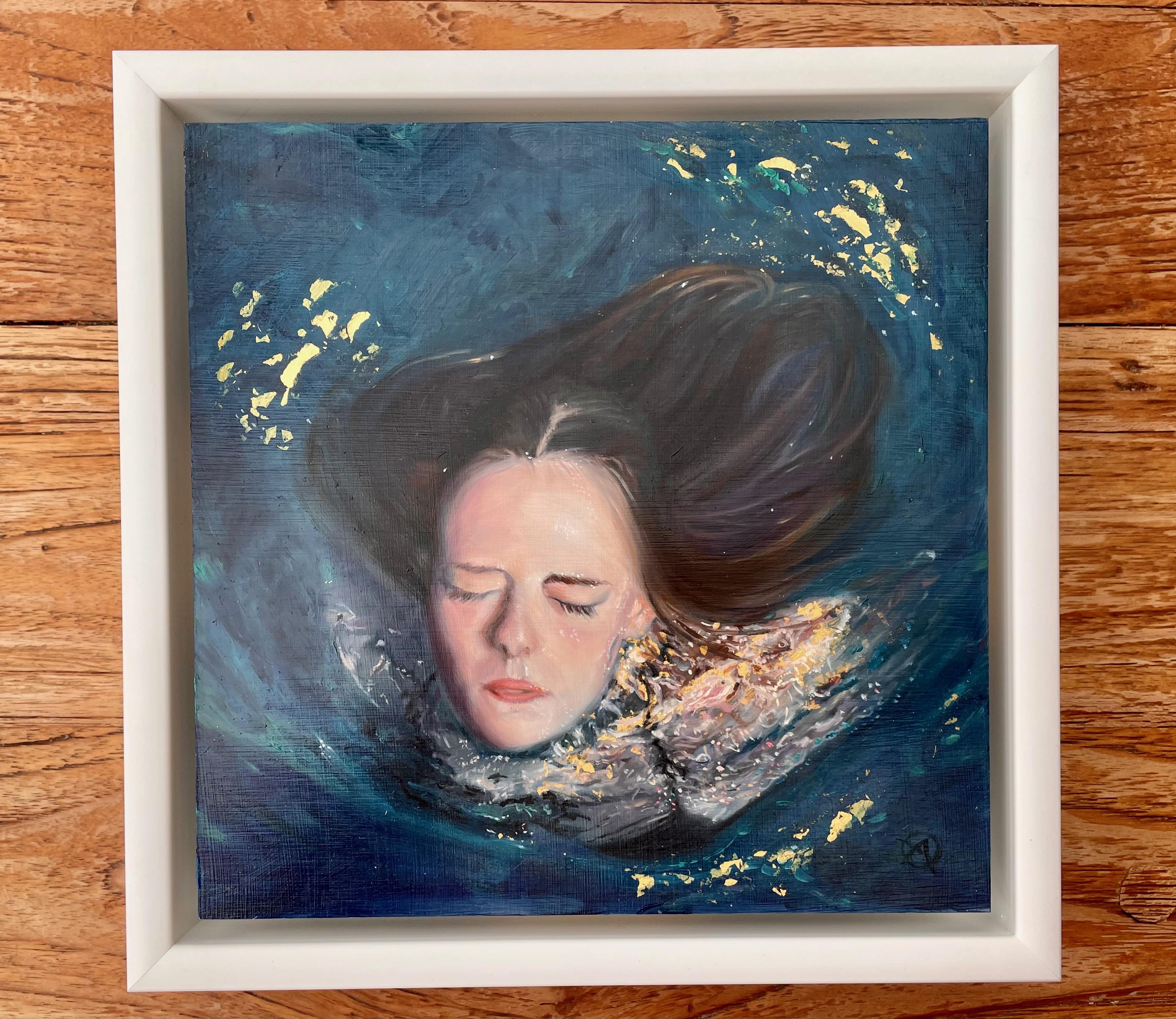„Goldene Ozeanreflexion – Rise“, (2023) Ölgemälde von Alexandra Telgmann im Angebot 1