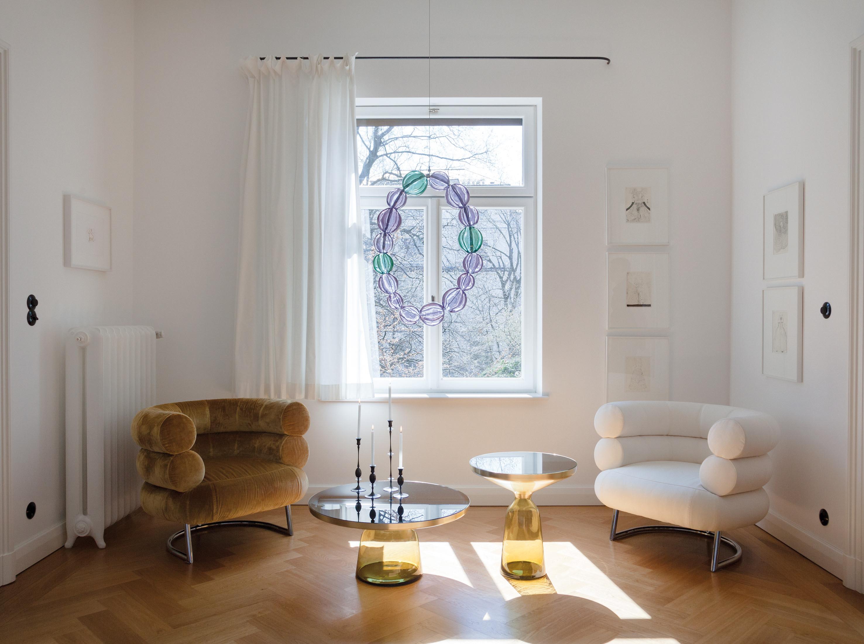 Alexandra Two ClassiCon Bell Side Tables  Amber & Gray by Herkner IN STOCK 2