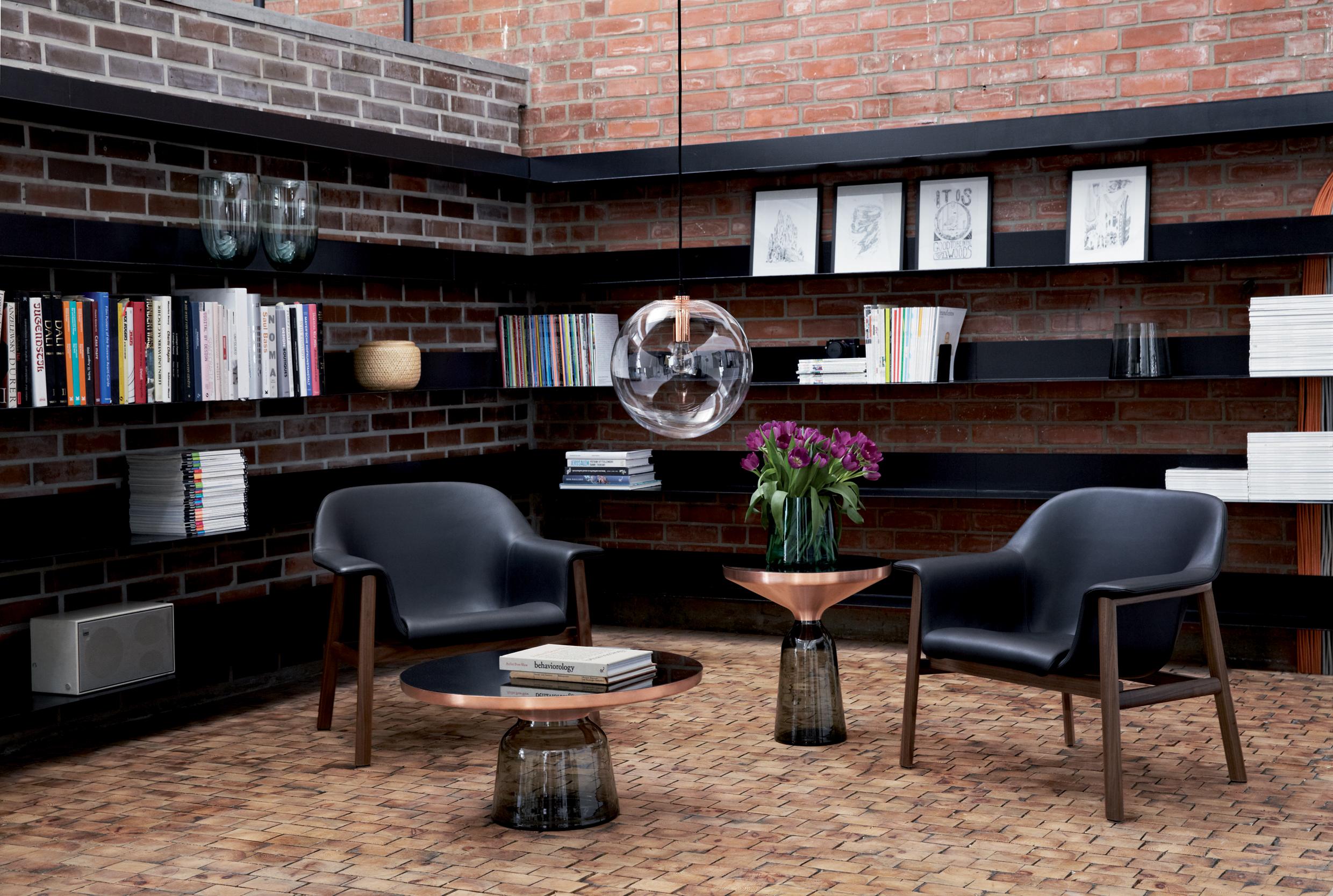 Contemporary Alexandra Two ClassiCon Bell Side Tables  Amber & Gray by Herkner IN STOCK