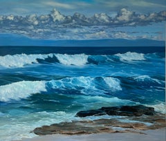 Illuminated Waves - original seascape coastal realism oil painting nature