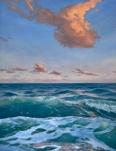 Morning Light Seascape, Original Oil painting, realism, Signed, 90x70 cm