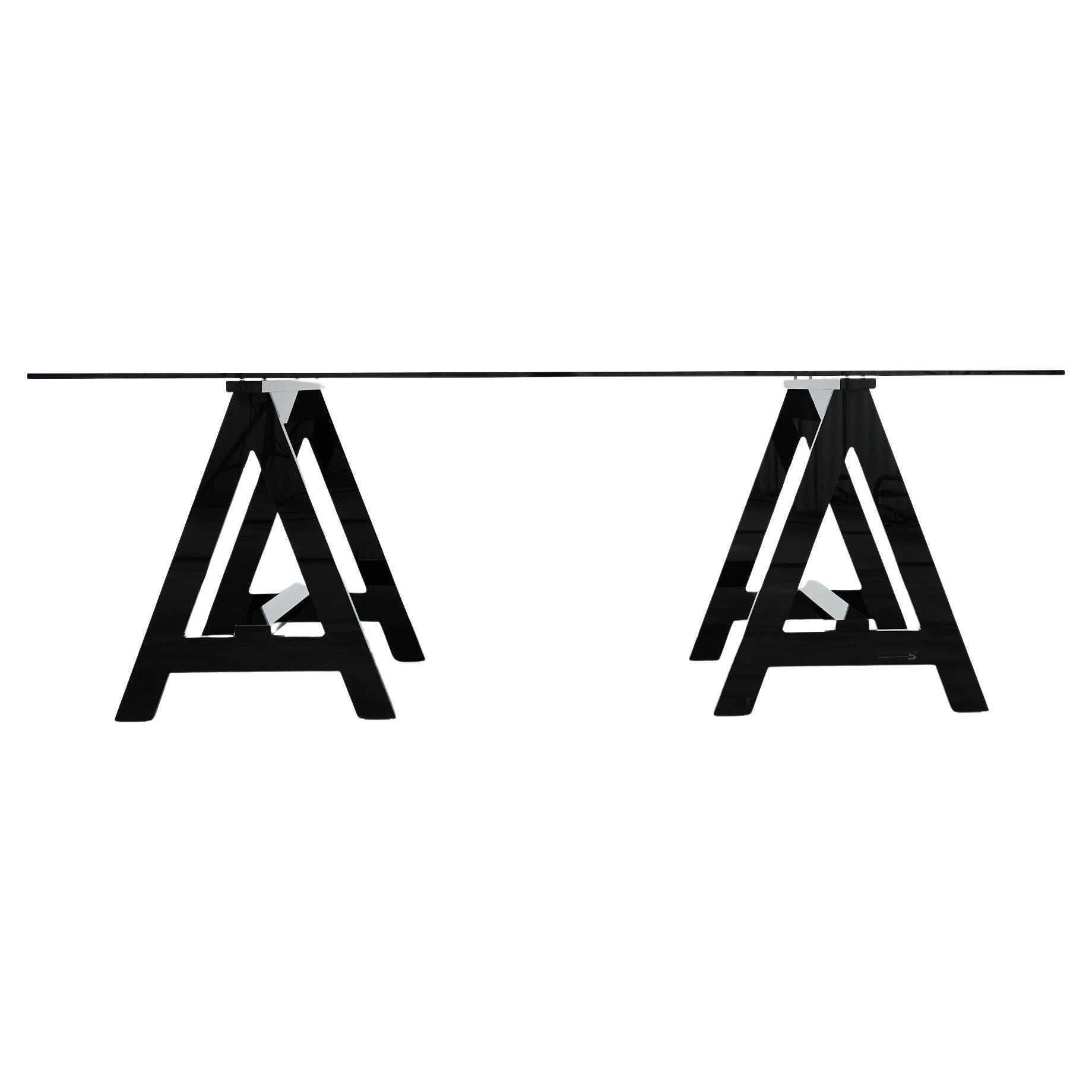 Alexandra Von Furstenberg Blacksmith Acrylic Desk Sawhorse Table
