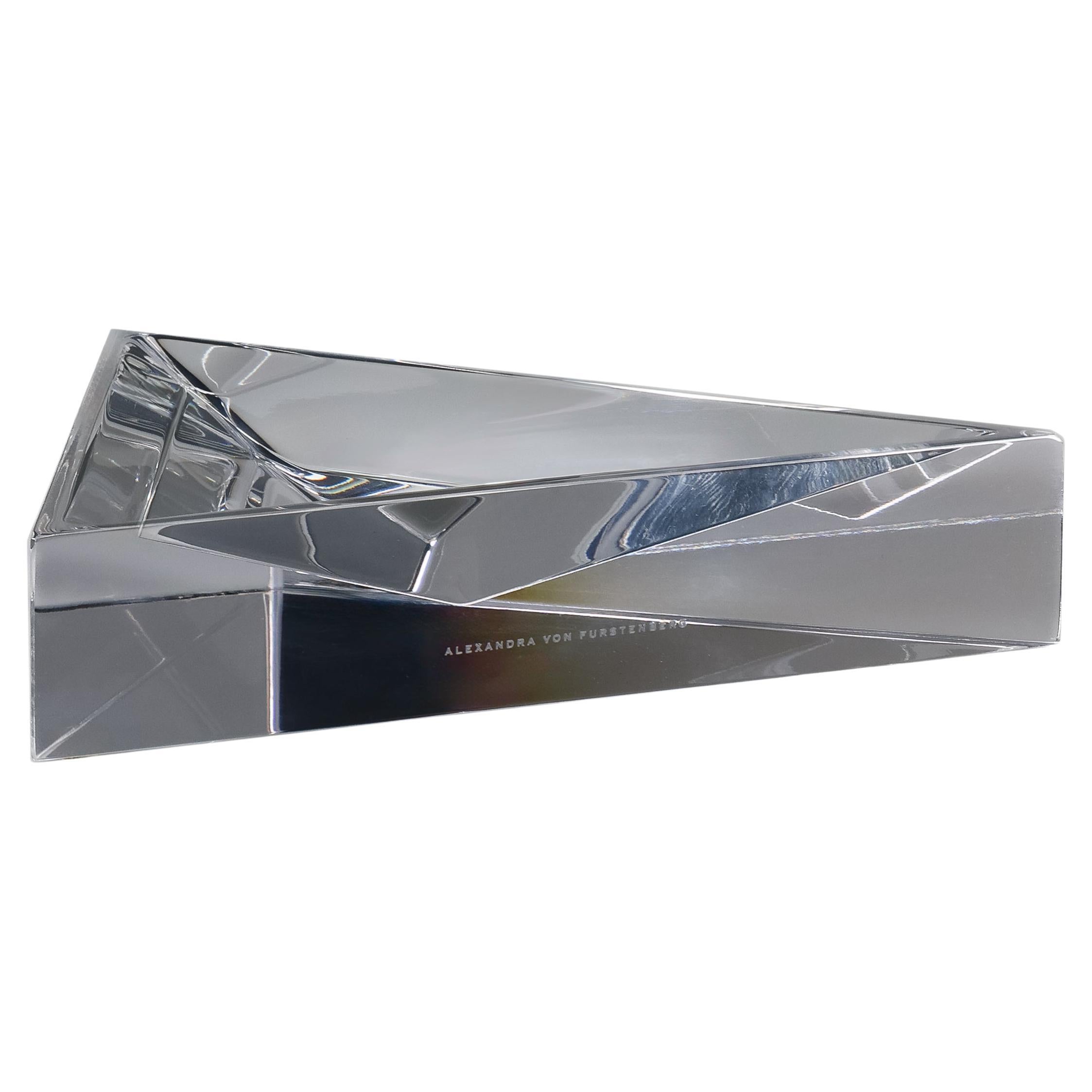 Alexandra Von Furstenberg Acrylic Delta Dish in Clear For Sale