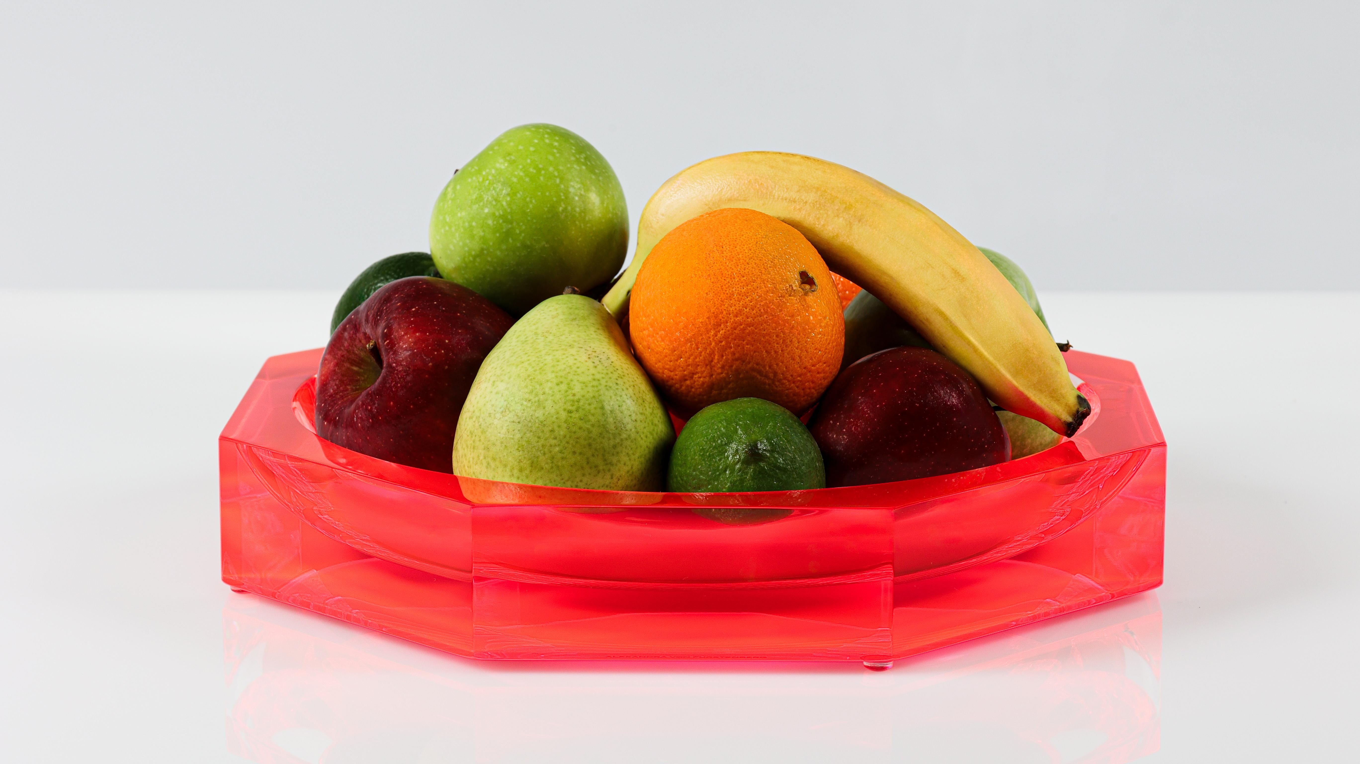 Hand-Crafted Alexandra Von Furstenberg Acrylic Red Nut N Bowl Extra Large For Sale