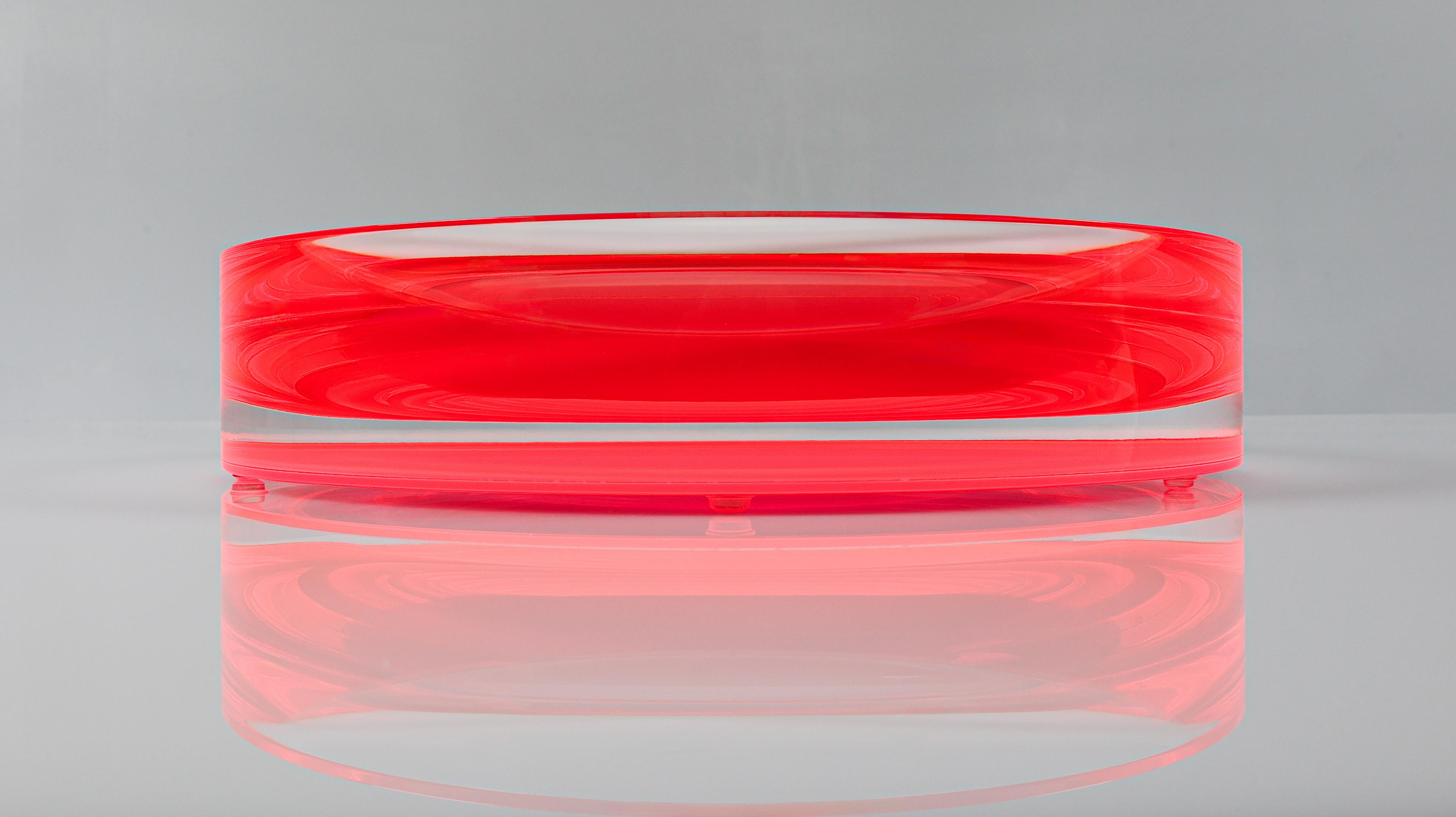 Modern Alexandra Von Furstenberg Acrylic Round Infinity Bowl in Red Extra Large For Sale