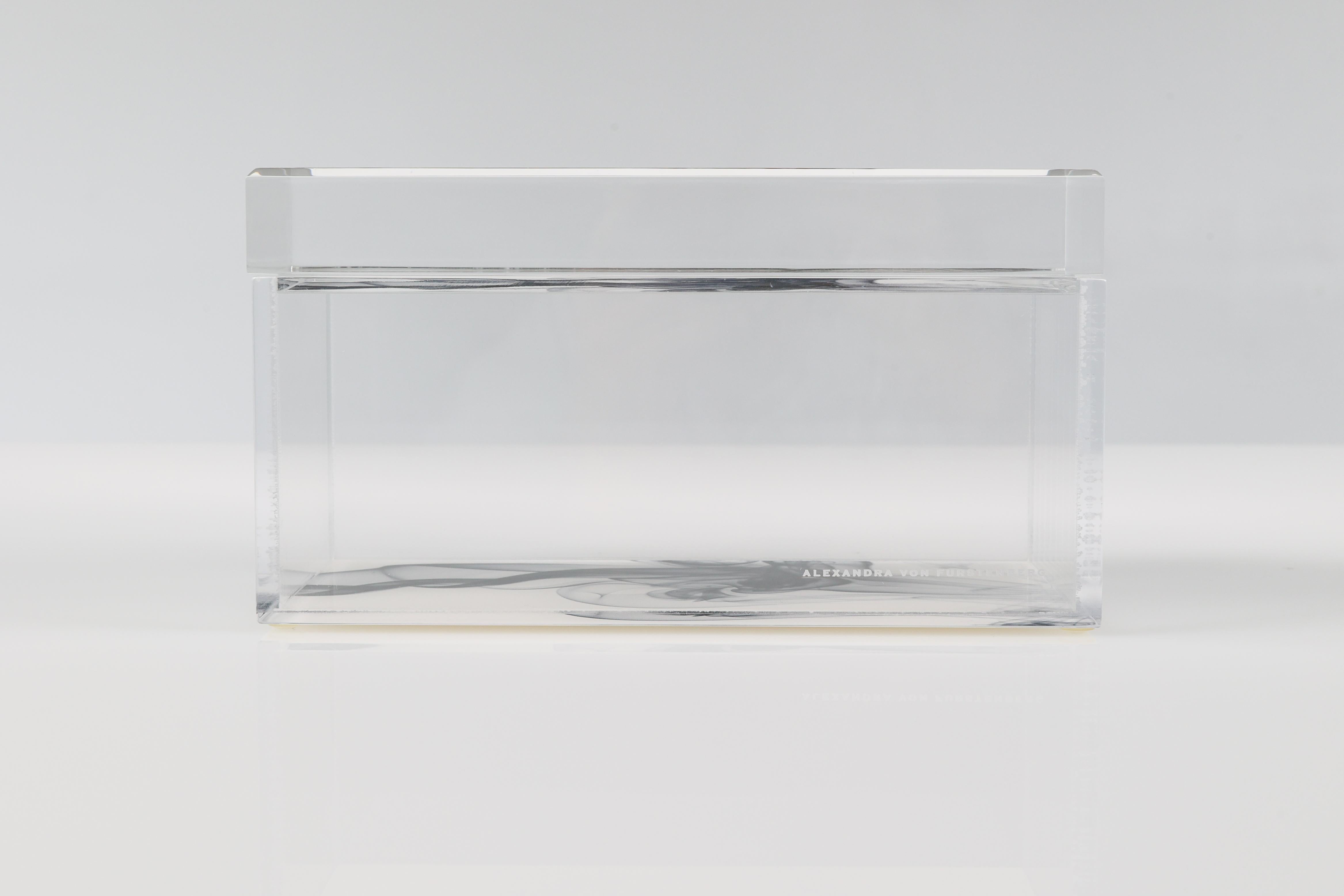 Caja acrílica del tesoro Alexandra Von Furstenberg en negro humo - Caja grande Biselado en venta