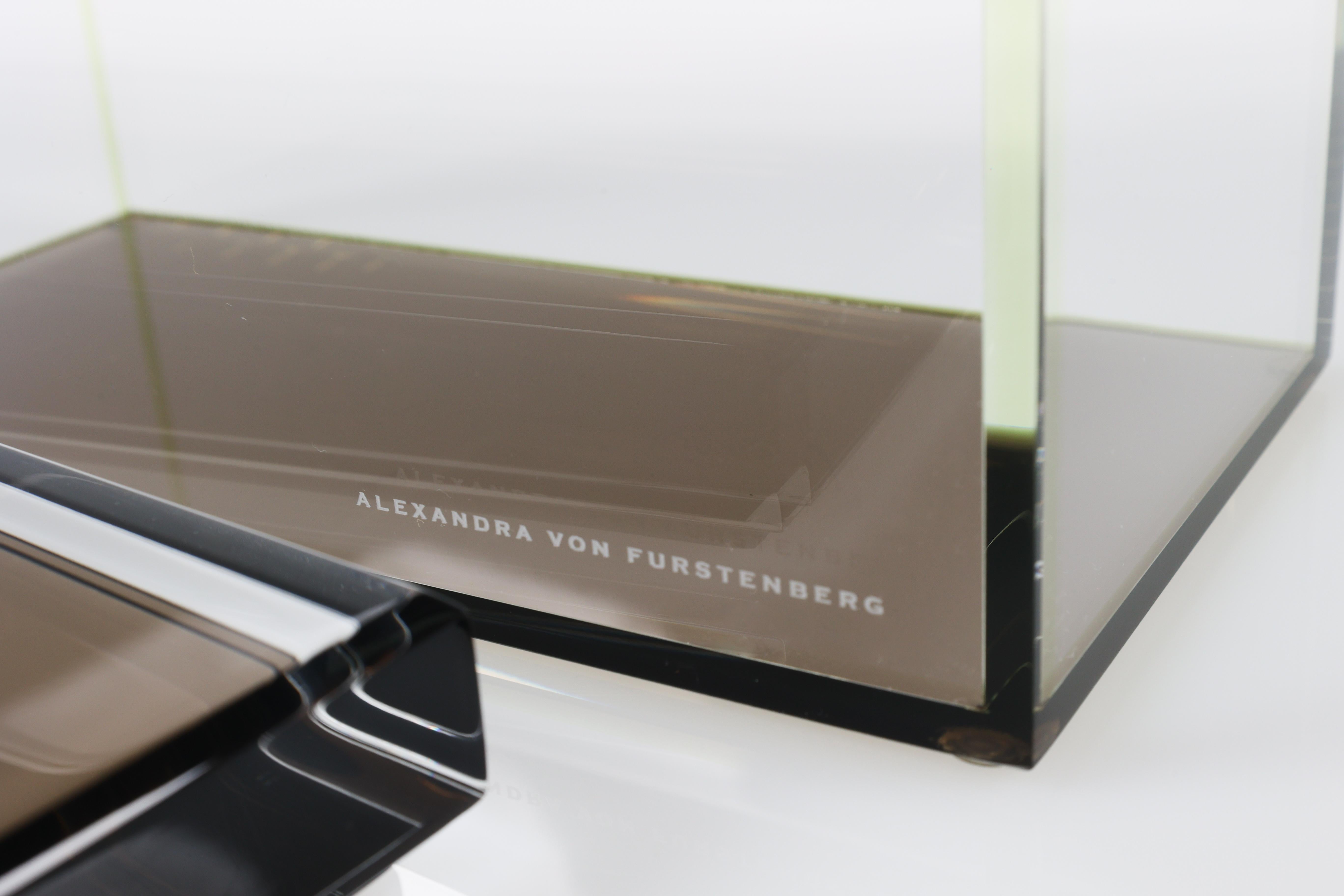 Alexandra Von Furstenberg Acrylic Treasure Box in Bronze - Large Storage Box Biselado en venta