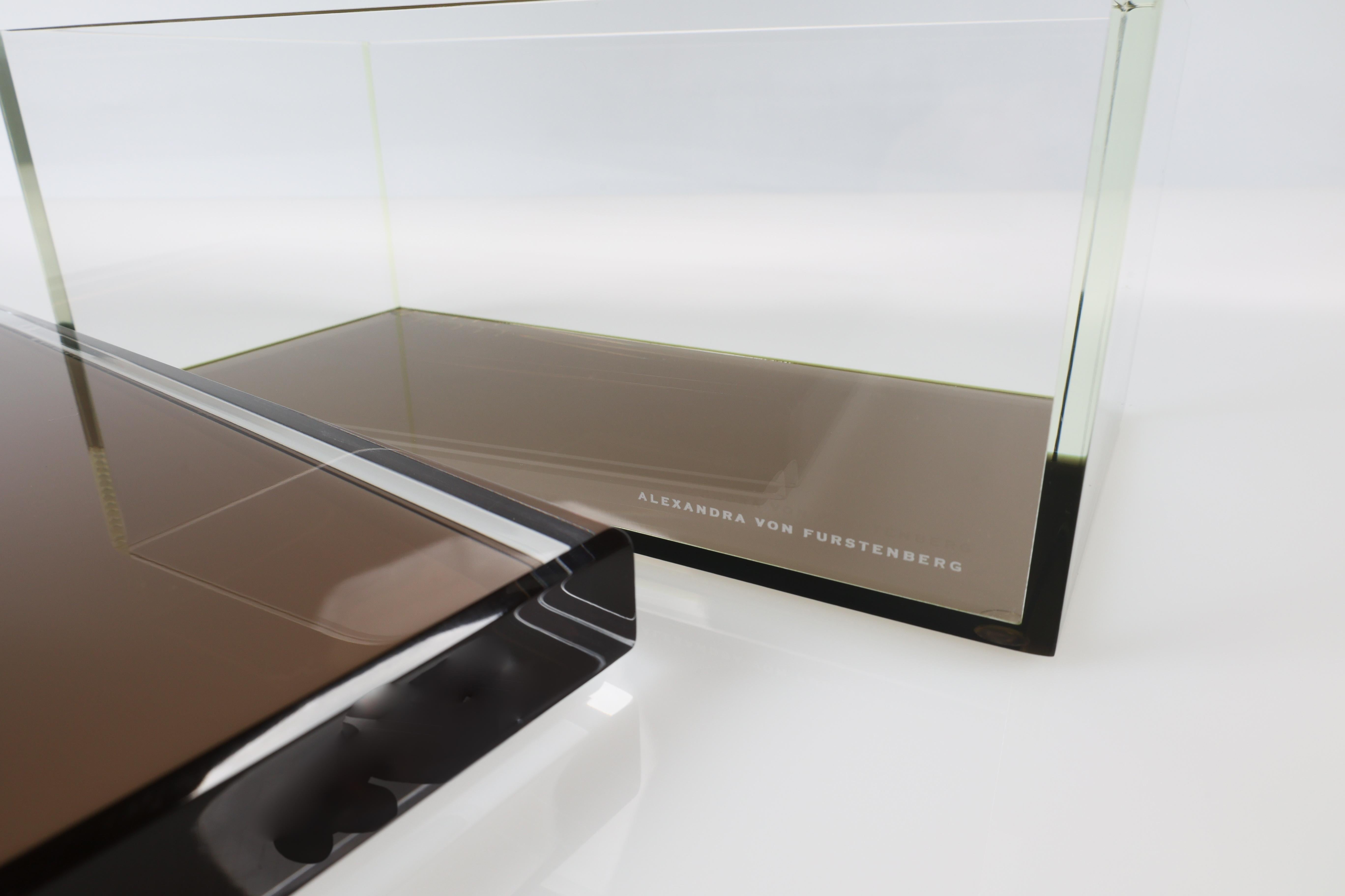 Alexandra Von Furstenberg Caja acrílica del tesoro en bronce - Caja de almacenaje mediana Estadounidense en venta