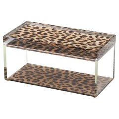 Alexandra Von Furstenberg Caja acrílica del tesoro en leopardo - Caja de almacenaje grande