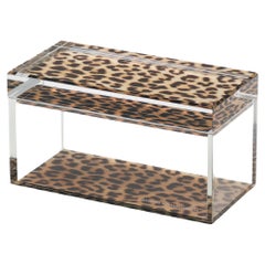 Alexandra Von Furstenberg Caja acrílica del tesoro en leopardo - Caja de almacenaje mediana