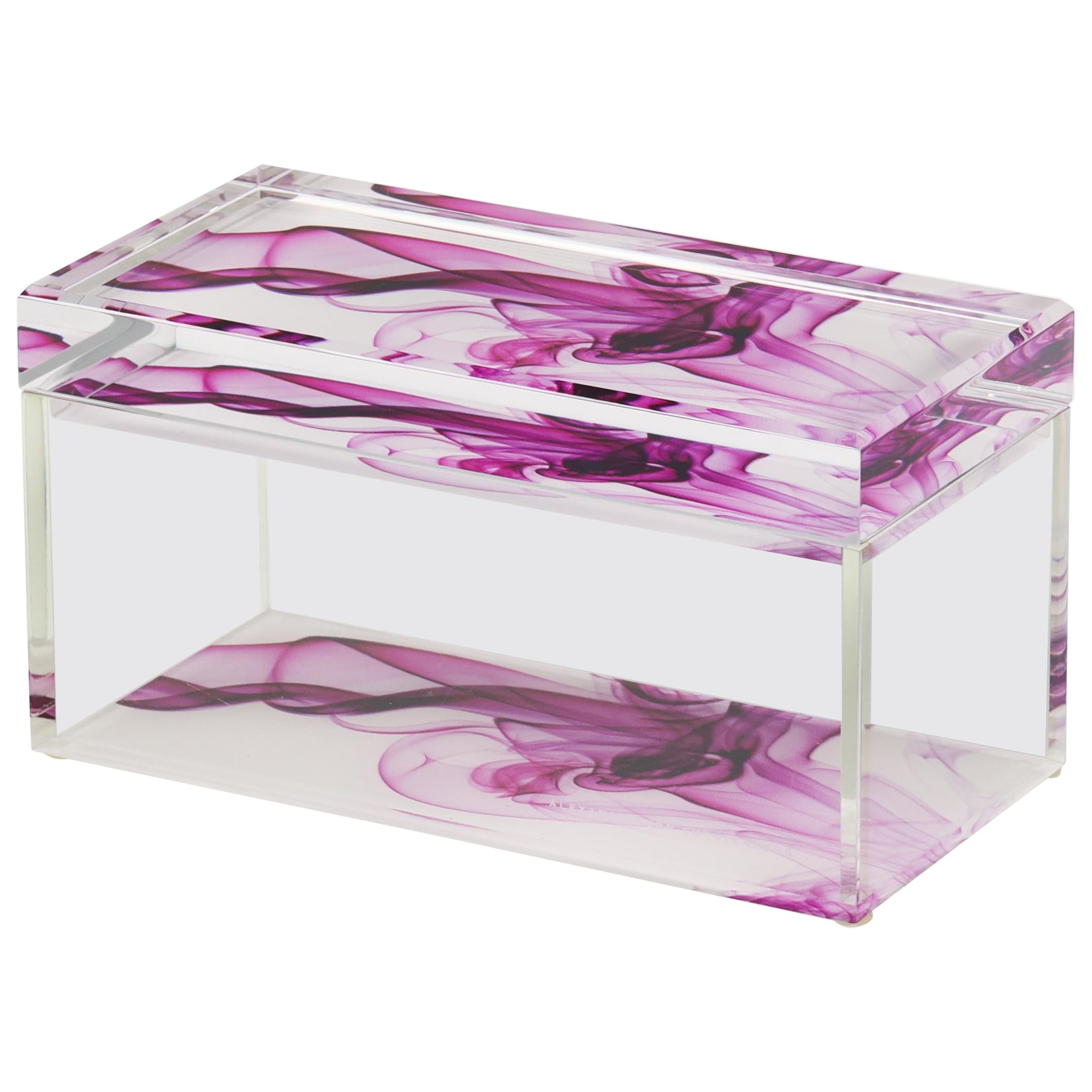 Alexandra Von Furstenberg Acrylic Treasure Box in Magenta Smoke - Medium Box