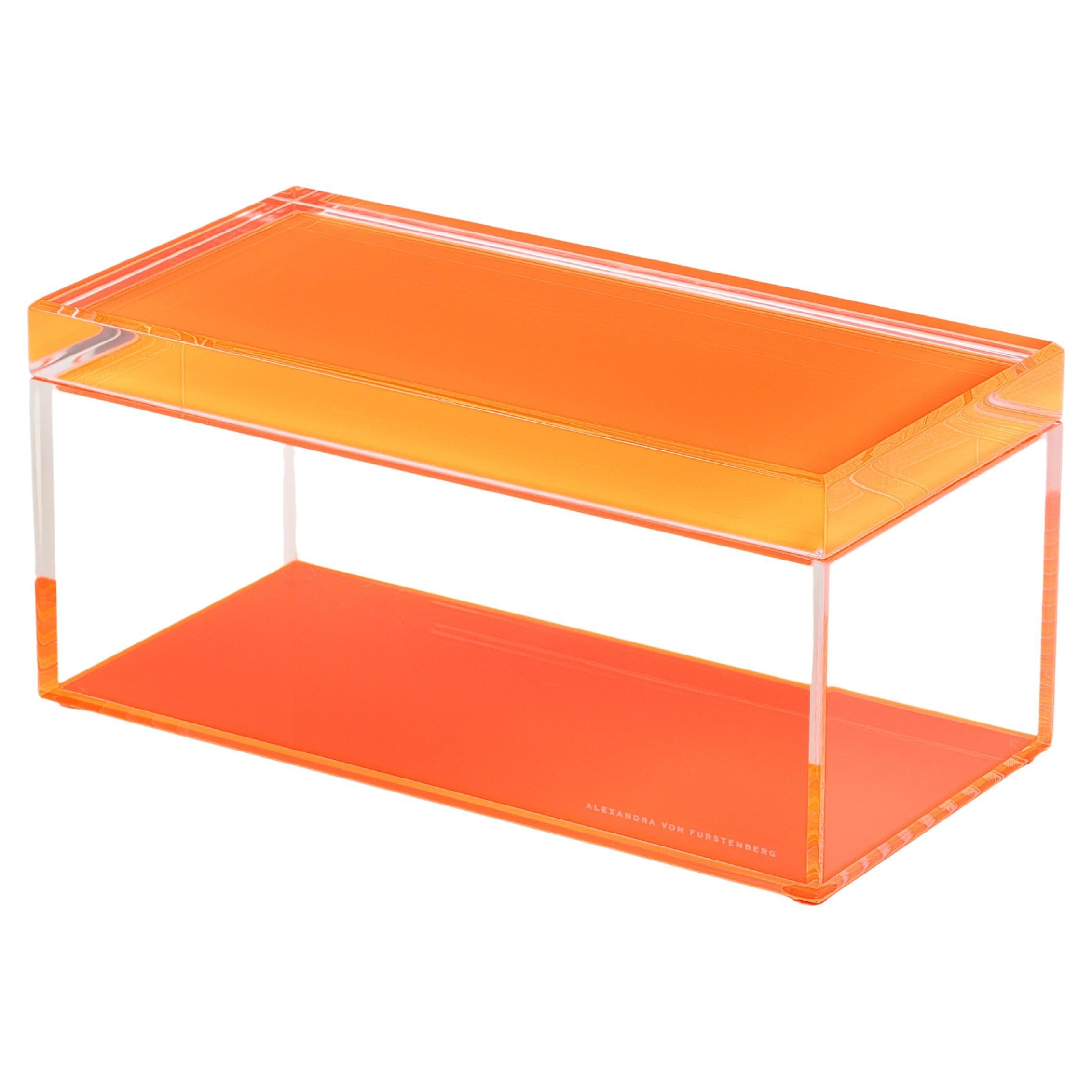 Alexandra Von Furstenberg Acrylic Treasure Box in Orange - Large Storage Box