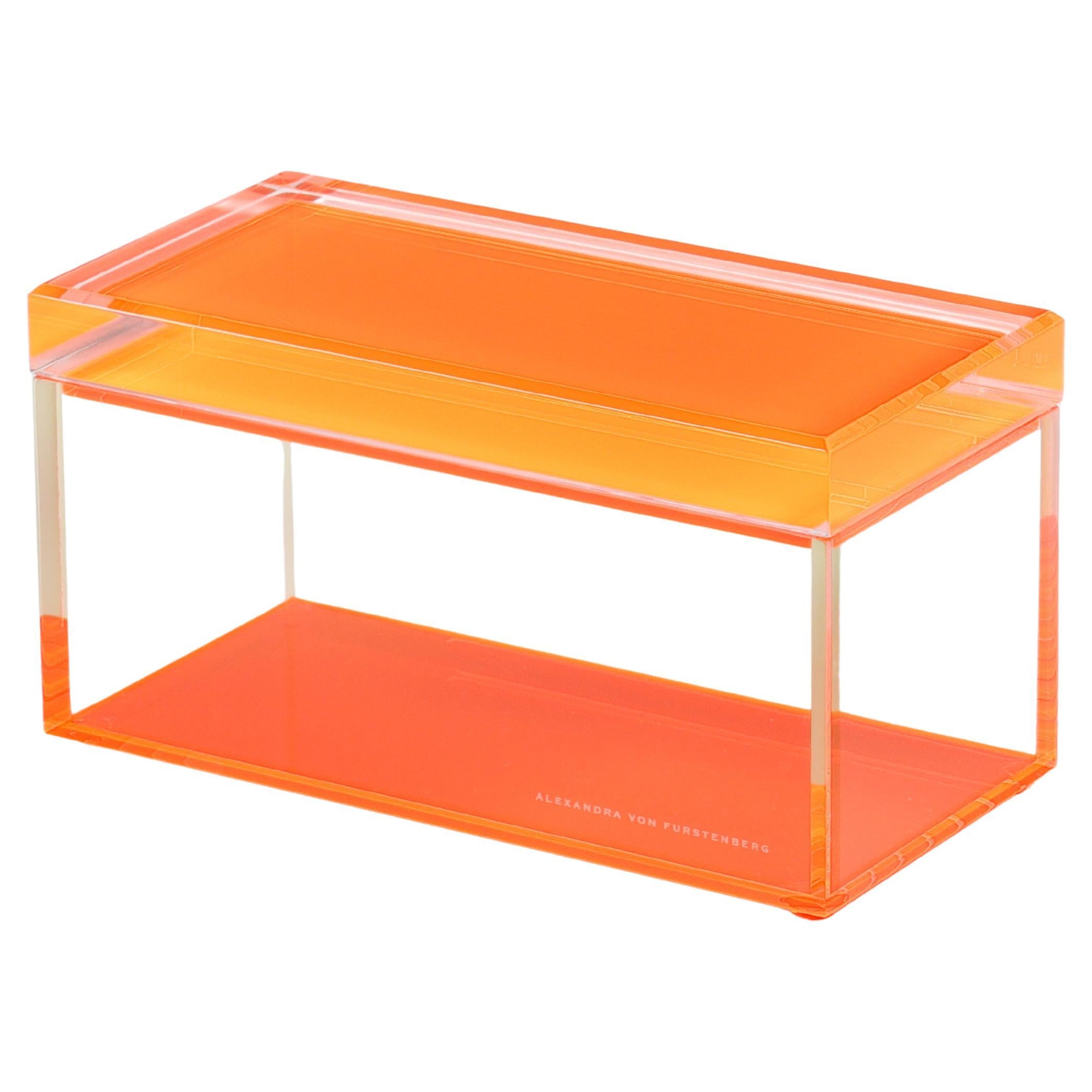 Alexandra Von Furstenberg Caja acrílica del tesoro en naranja - Caja de almacenaje mediana