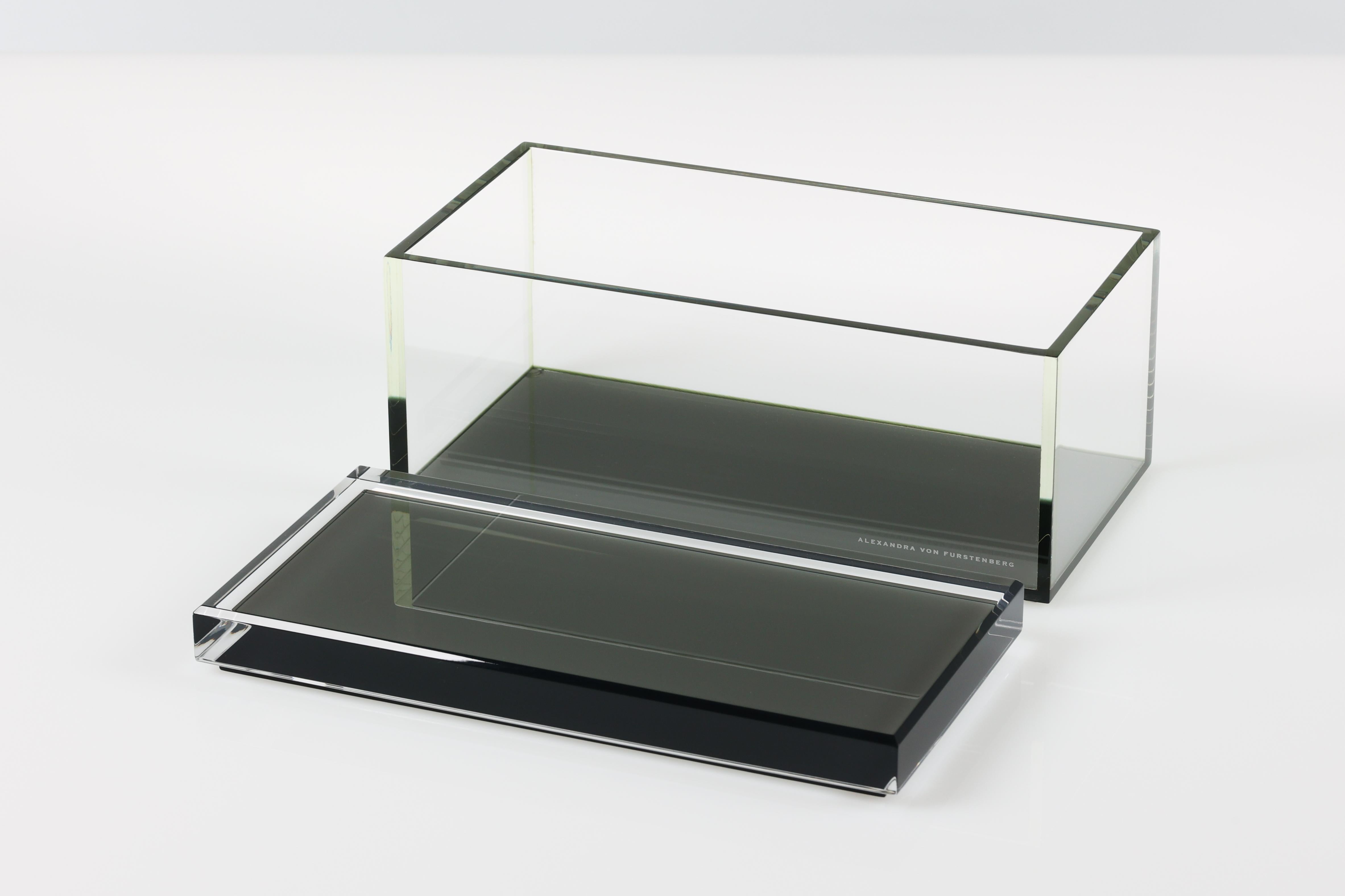 Alexandra Von Furstenberg Acryl-Schatzkiste in Schiefergrau - Große Aufbewahrungsbox (Moderne) im Angebot