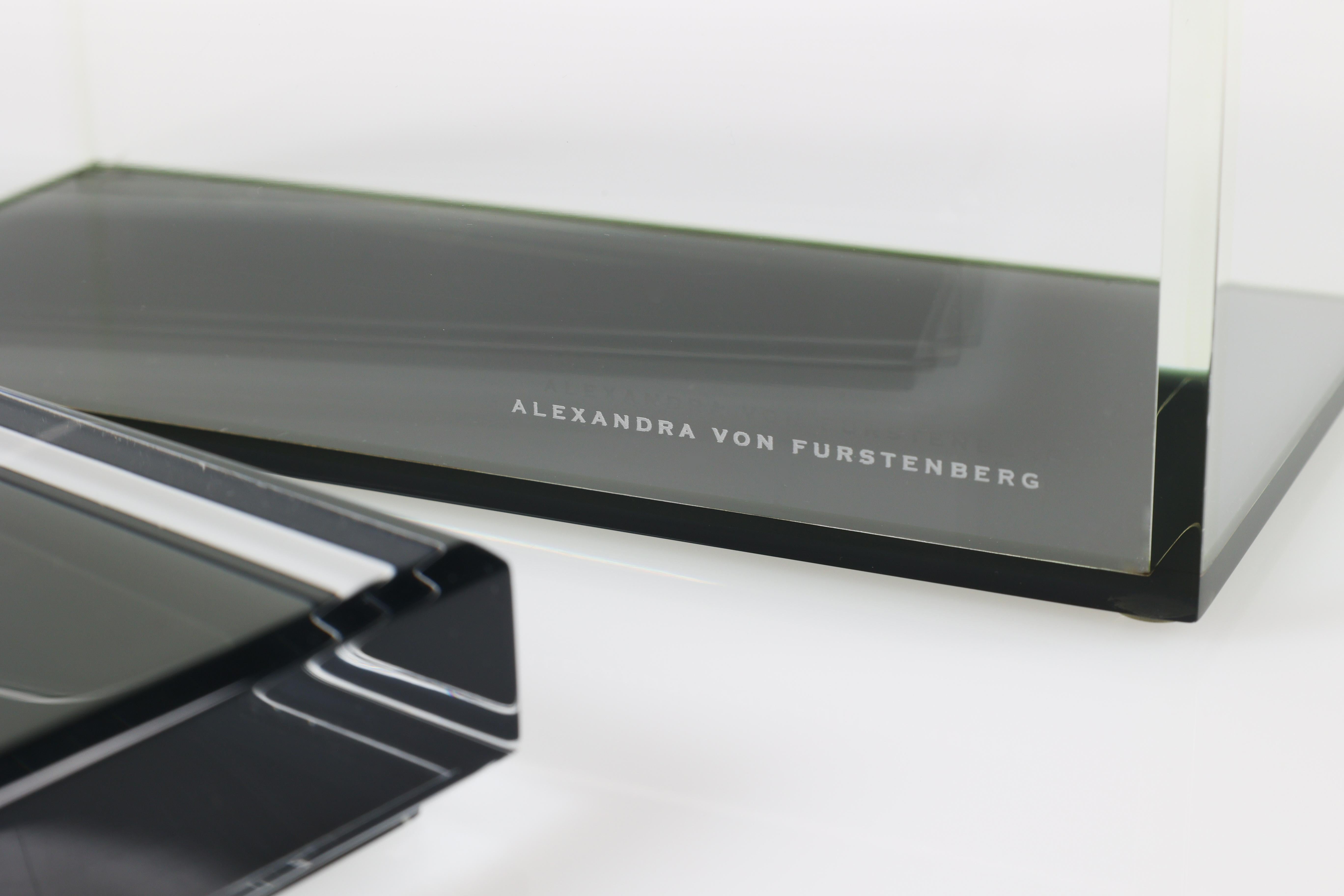 Caja acrílica del tesoro Alexandra Von Furstenberg en gris pizarra Caja de almacenaje mediana Estadounidense en venta