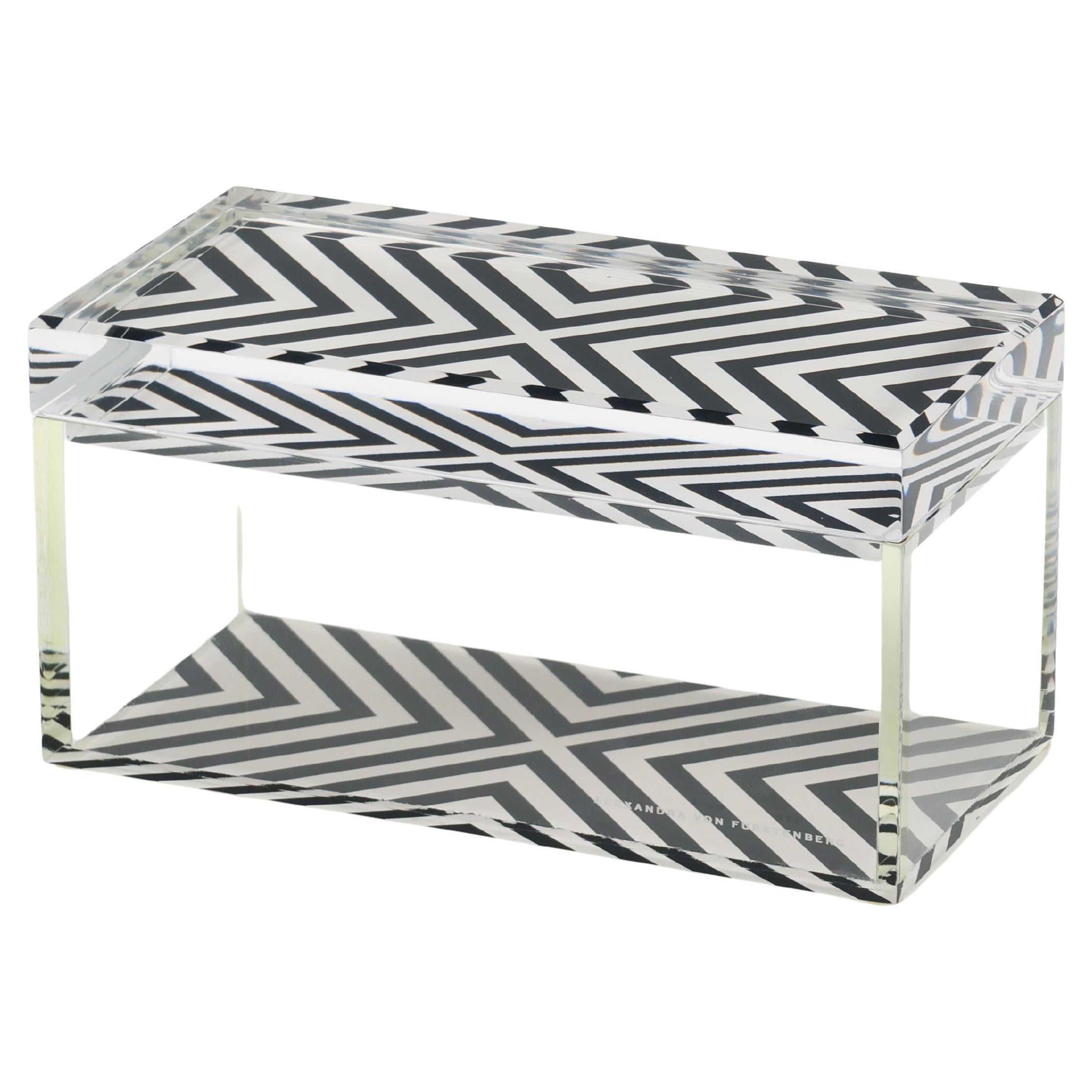 Alexandra Von Furstenberg Acrylic Treasure Box in X Print - Medium Storage Box