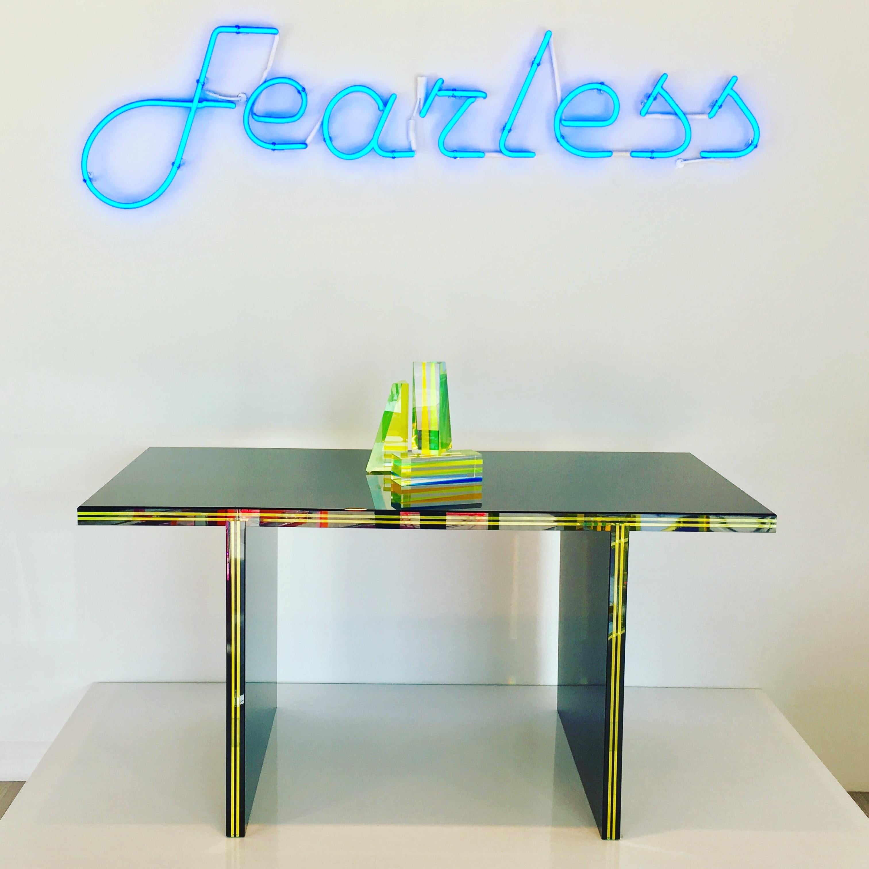 Alexandra Von Furstenberg AVF Desk Table in Black and Green Acrylic In Excellent Condition For Sale In Los Angeles, CA