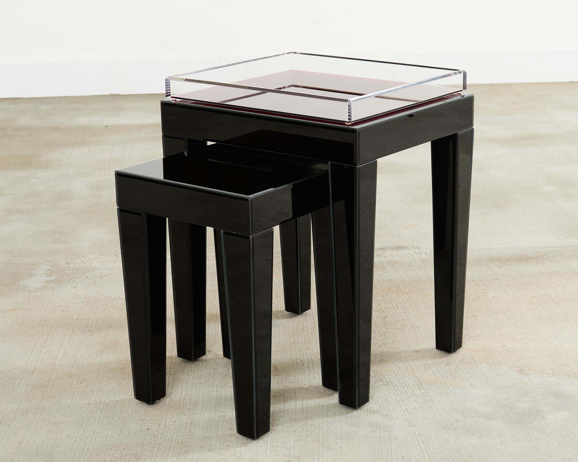 Modern Alexandra Von Furstenberg Black Acrylic Tray on Retro-Futurism Style Tables For Sale