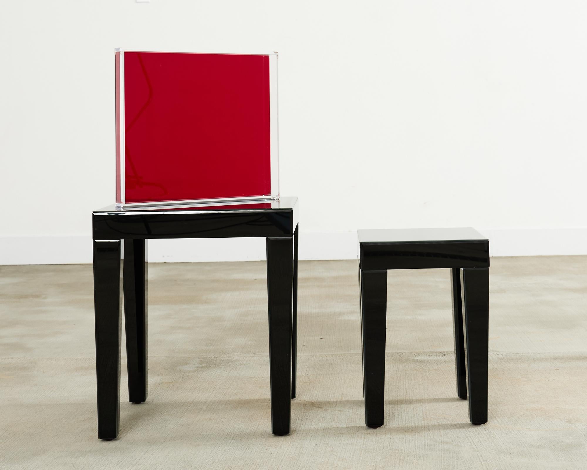 Cast Alexandra Von Furstenberg Black Acrylic Tray on Retro-Futurism Style Tables For Sale