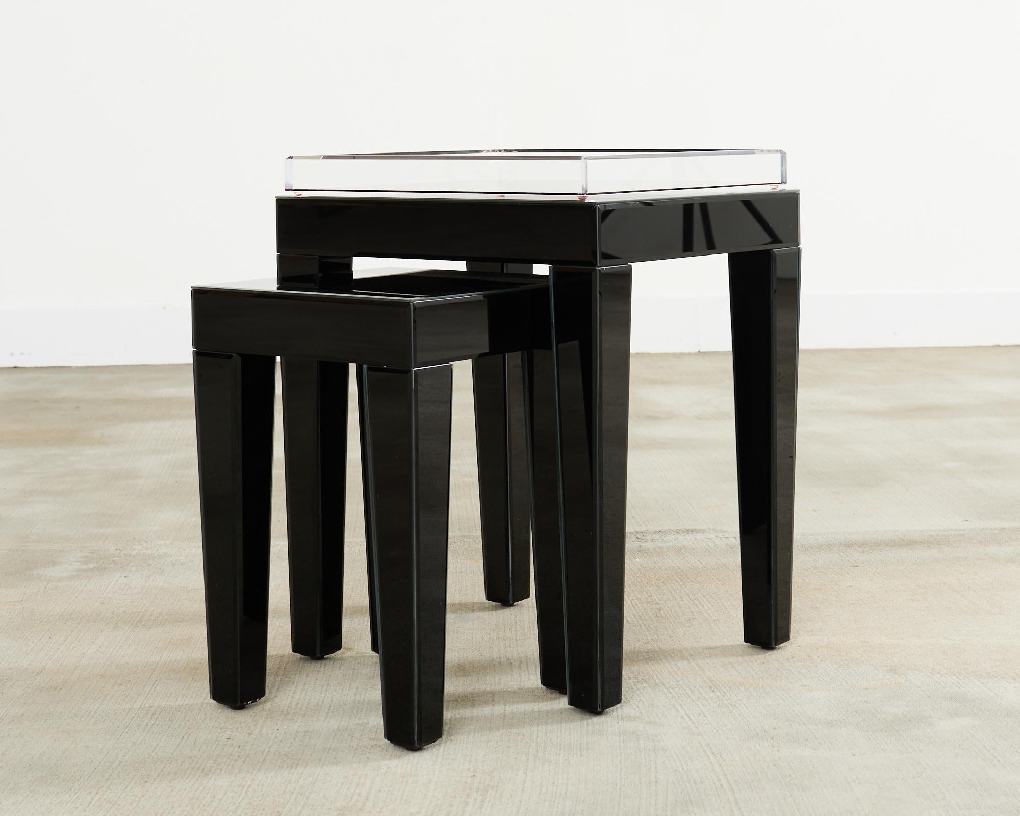 Alexandra Von Furstenberg Black Acrylic Tray on Retro-Futurism Style Tables In Good Condition For Sale In Rio Vista, CA