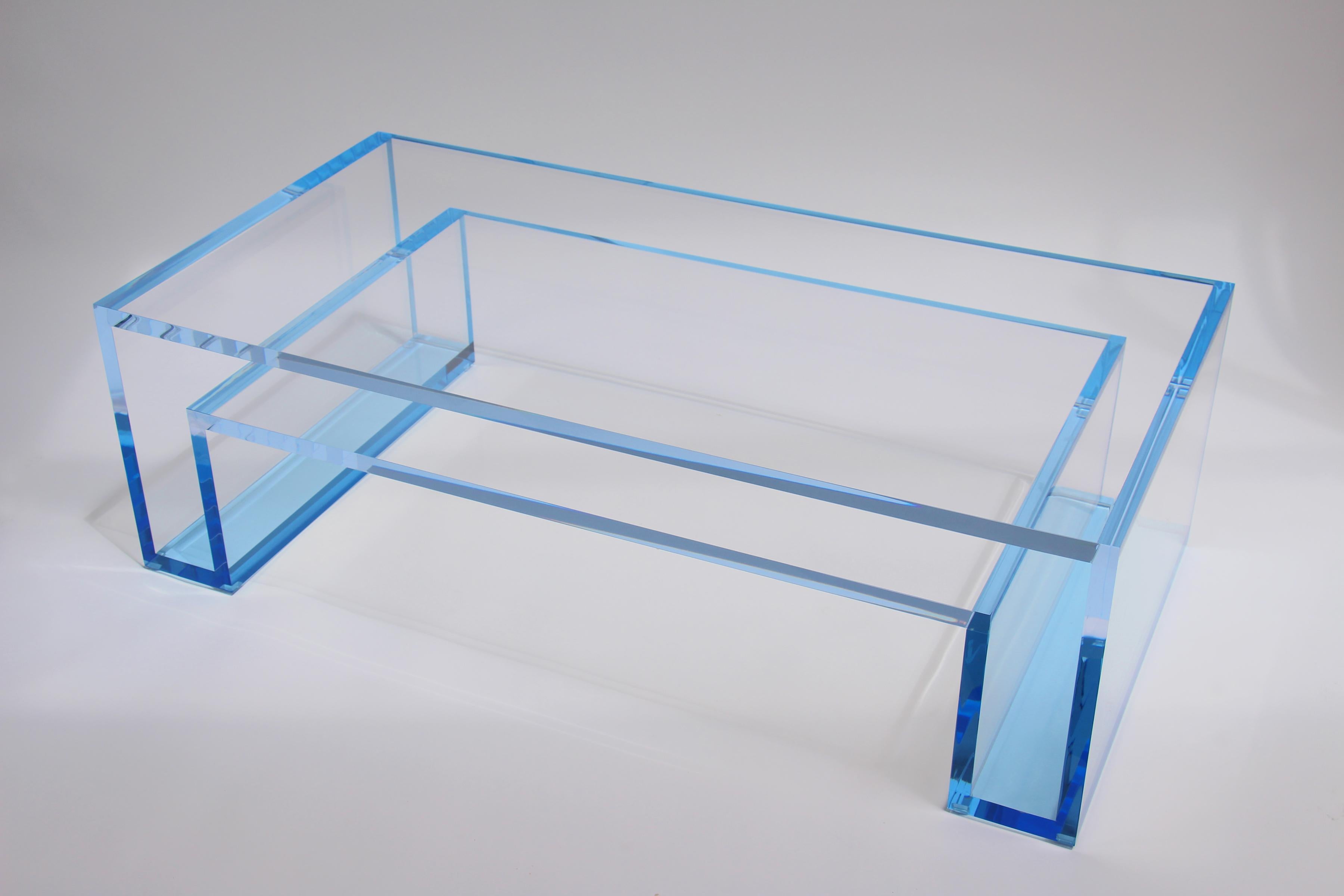 Modern Alexandra Von Furstenberg Brilliant Coffee Table in Lagoon and Clear Acrylic For Sale