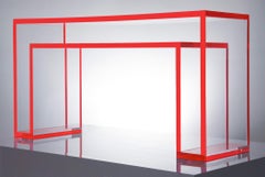 Table console brillante Alexandra Von Furstenberg en acrylique rouge et transparent