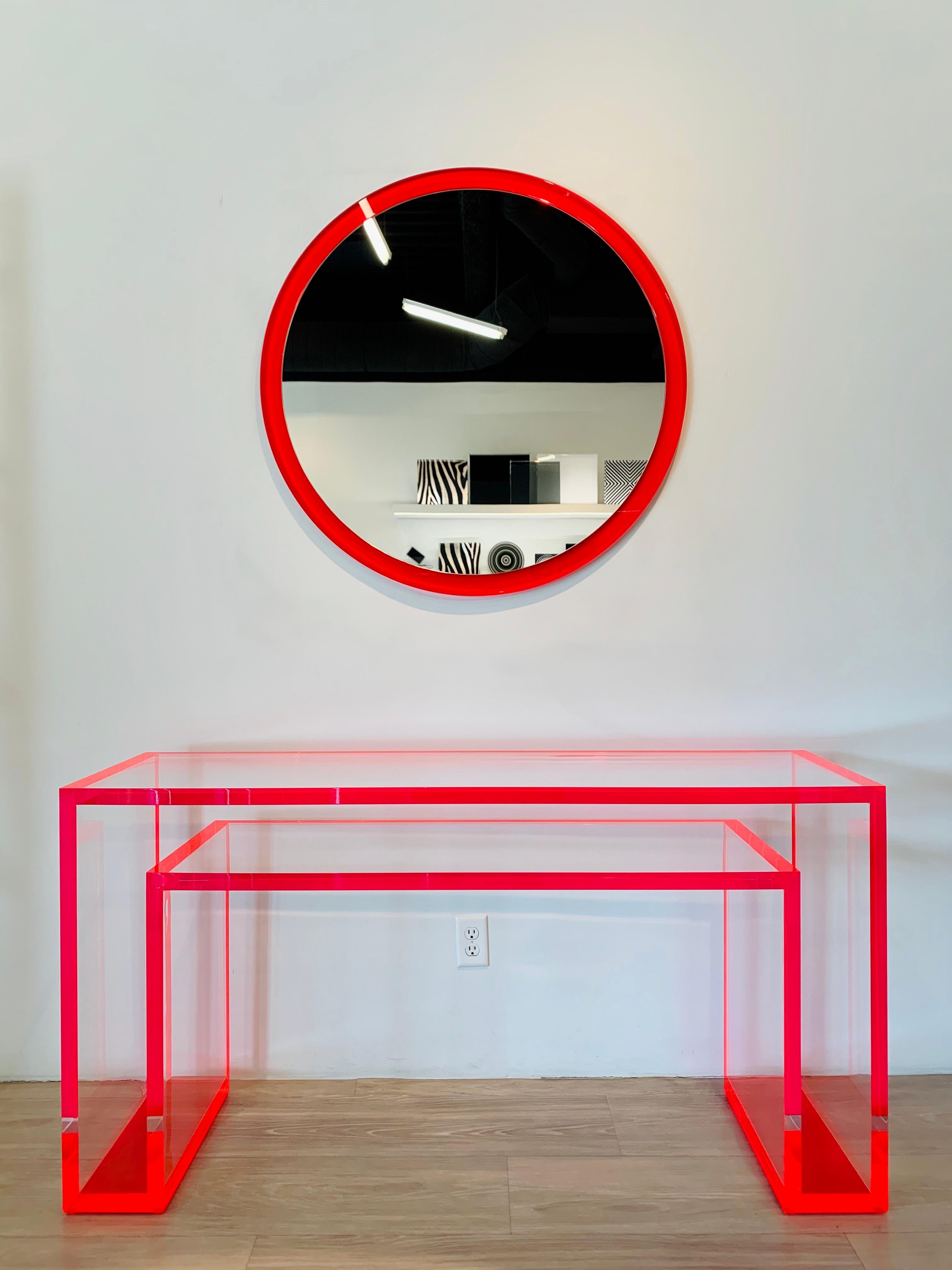 American Alexandra Von Furstenberg Brilliant Console Table in Red and Clear Acrylic For Sale