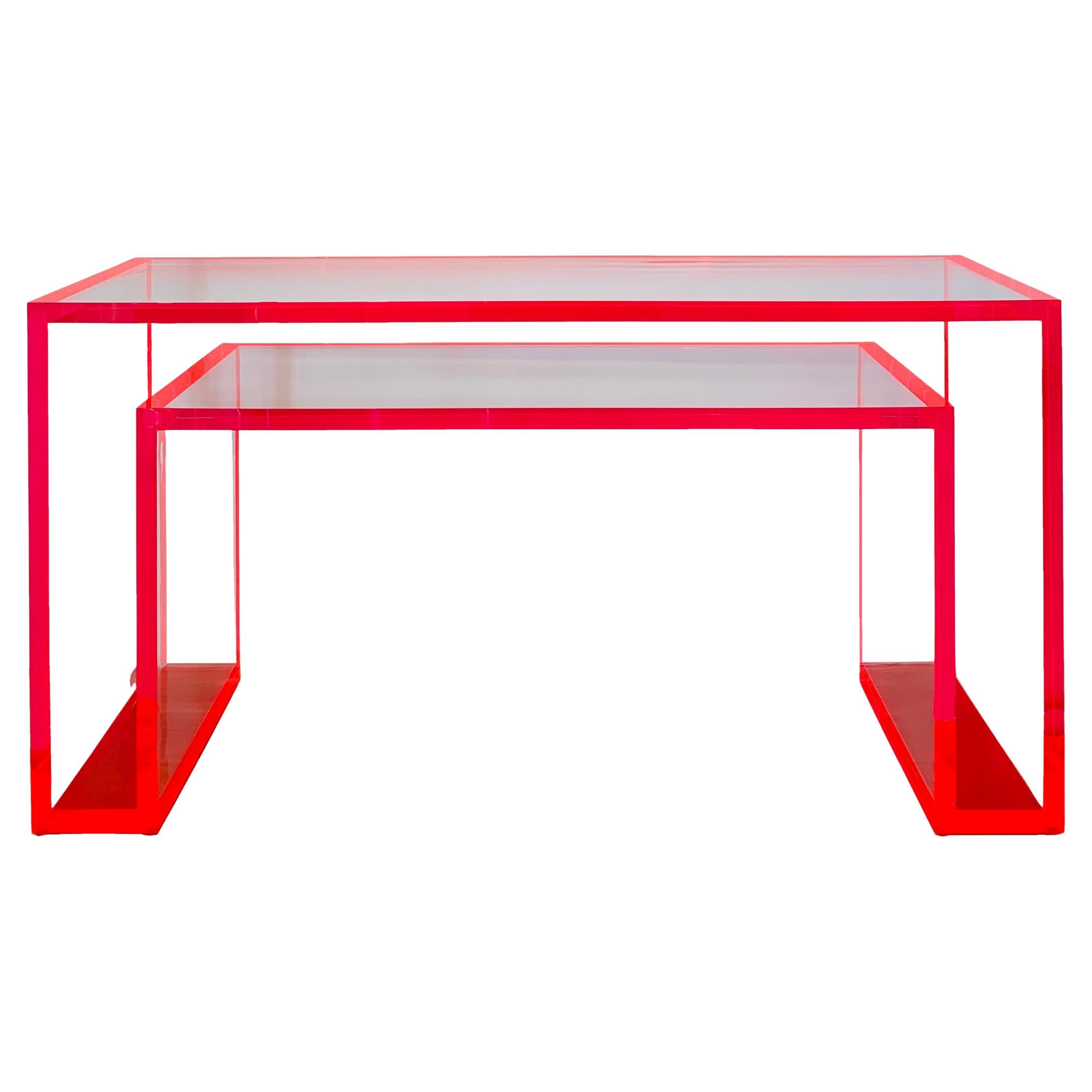 Alexandra Von Furstenberg Brilliant Console Table in Red and Clear Acrylic