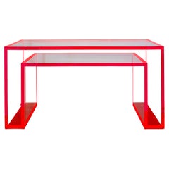 Table console brillante Alexandra Von Furstenberg en acrylique rouge et transparent