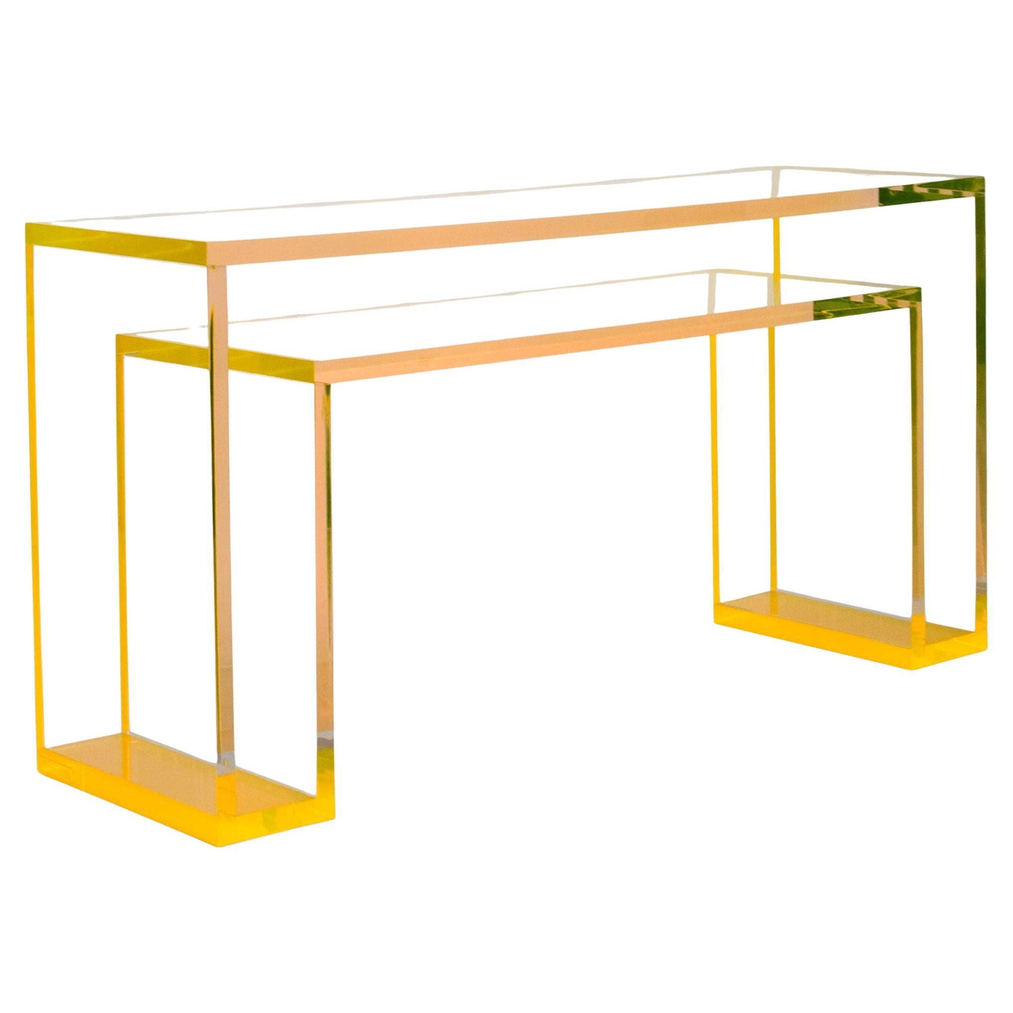 Alexandra Von Furstenberg Brilliant Console Table in Yellow and Clear Acrylic