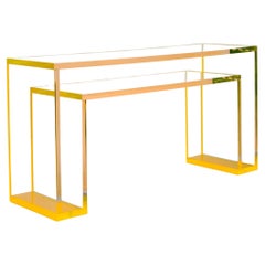 Alexandra Von Furstenberg Brilliant Console Table in Yellow and Clear Acrylic
