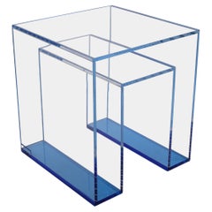 Alexandra Von Furstenberg Brilliant Side Table in Lagoon and Clear Acrylic