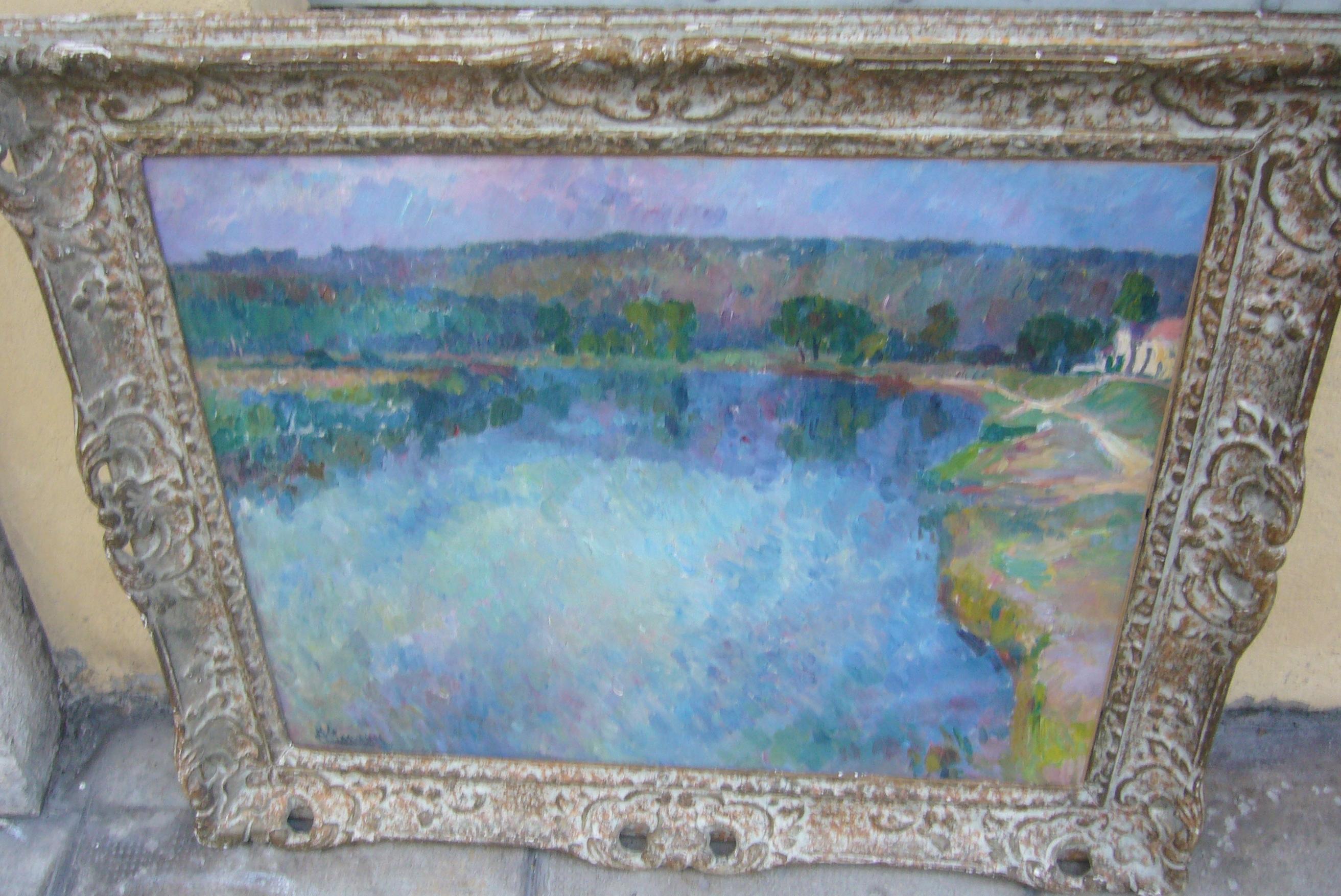 By the lake, 1912 - oil on canvas, 54x63 cm., framed - Painting by Alexandre Altmann