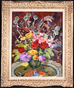 Fleurs - Post Impressionist Oil, Still Life Vase of Flowers by Alexandre Altmann