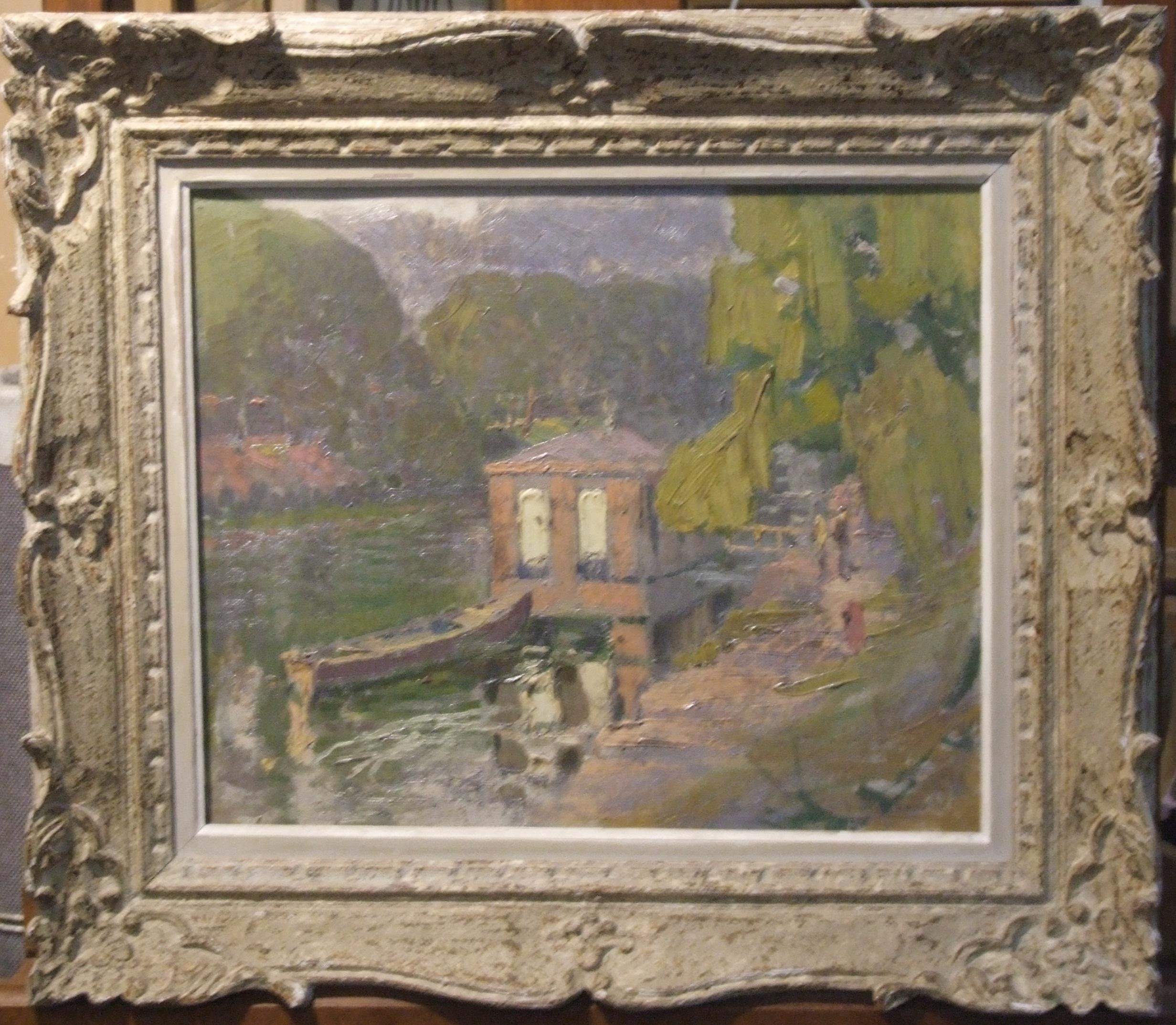 Le lac, 1918 - Huile sur toile, 38x46 cm., encadré - Painting by Alexandre Altmann