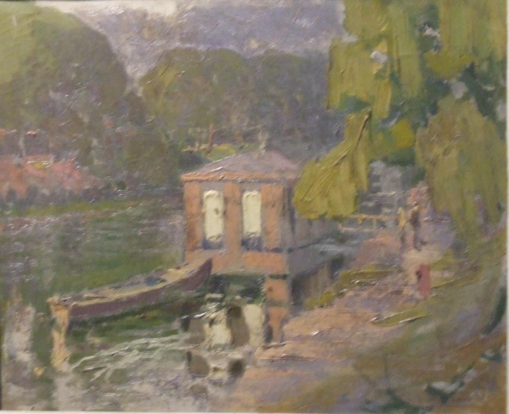Alexandre Altmann Landscape Painting - Le lac, 1918 - Huile sur toile, 38x46 cm., encadré
