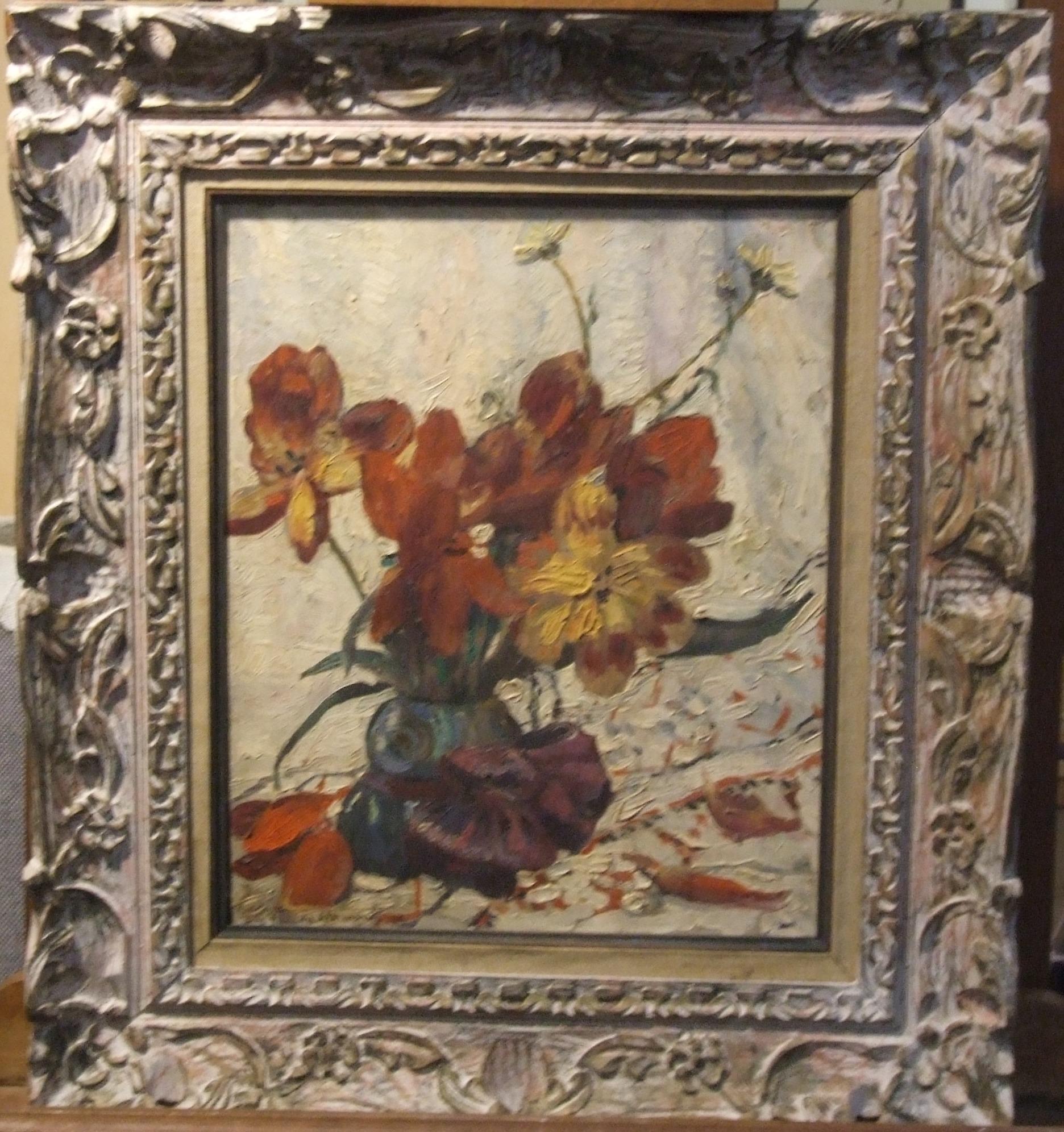 Nature morte, 1918 - Huile sur toile, 46x38 cm, encadré - Painting de Alexandre Altmann