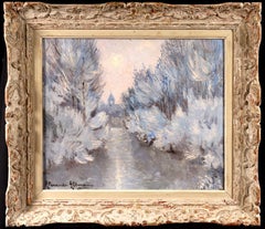 Snow - Post Impressionist Oil, Winter River Landscape by Alexandre Altmann