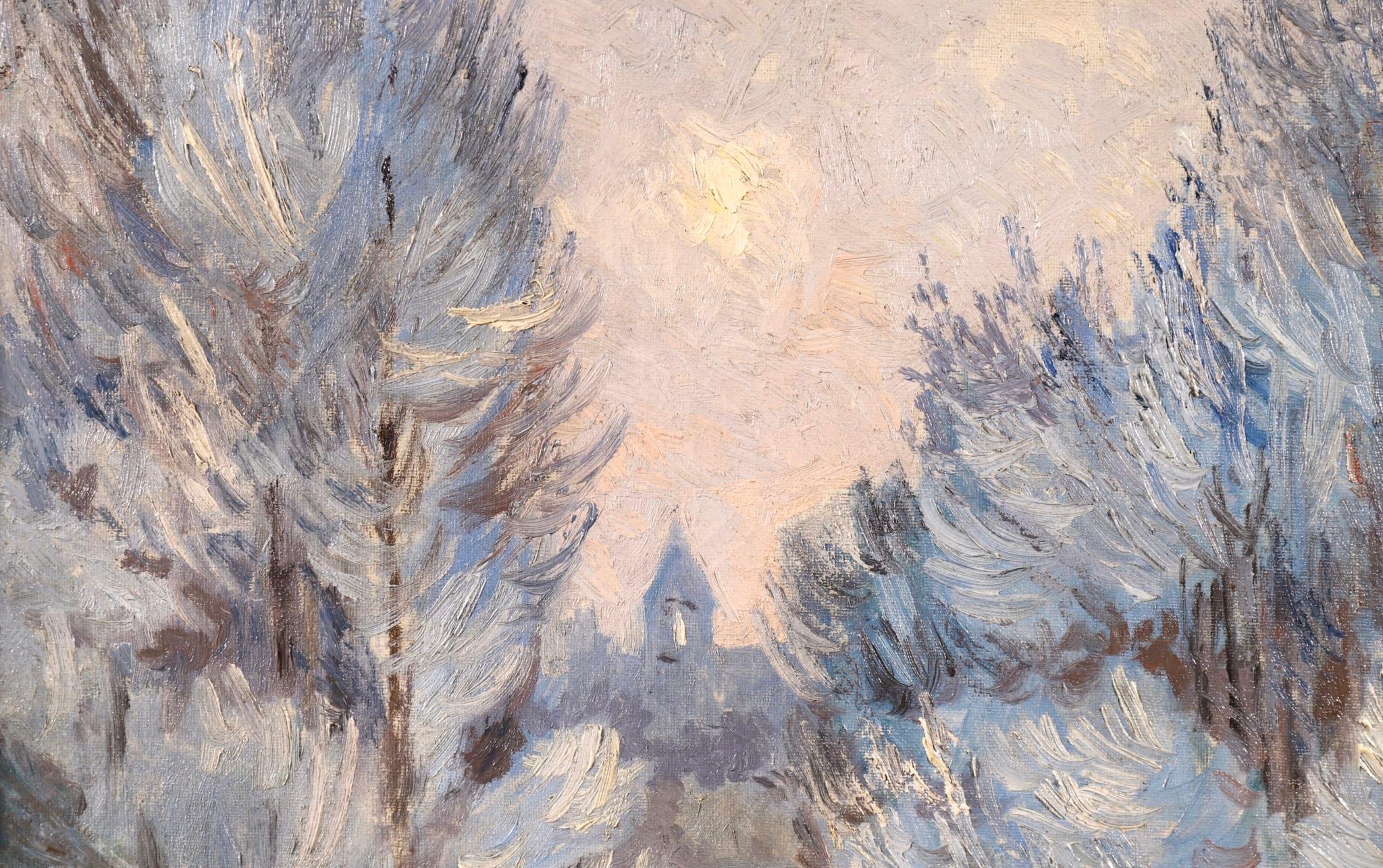 Snow - Post Impressionist Oil, Winter River Landscape by Alexandre Altmann 4