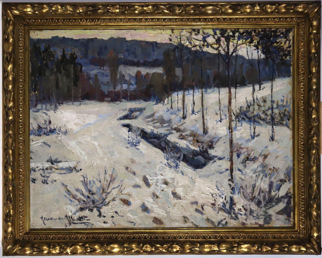 Snowy Landscape, 1915 - Painting by Alexandre Altmann
