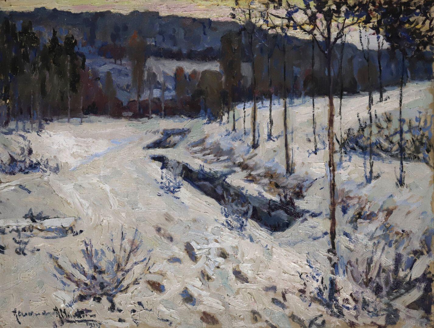 Alexandre Altmann Landscape Painting - Snowy Landscape, 1915