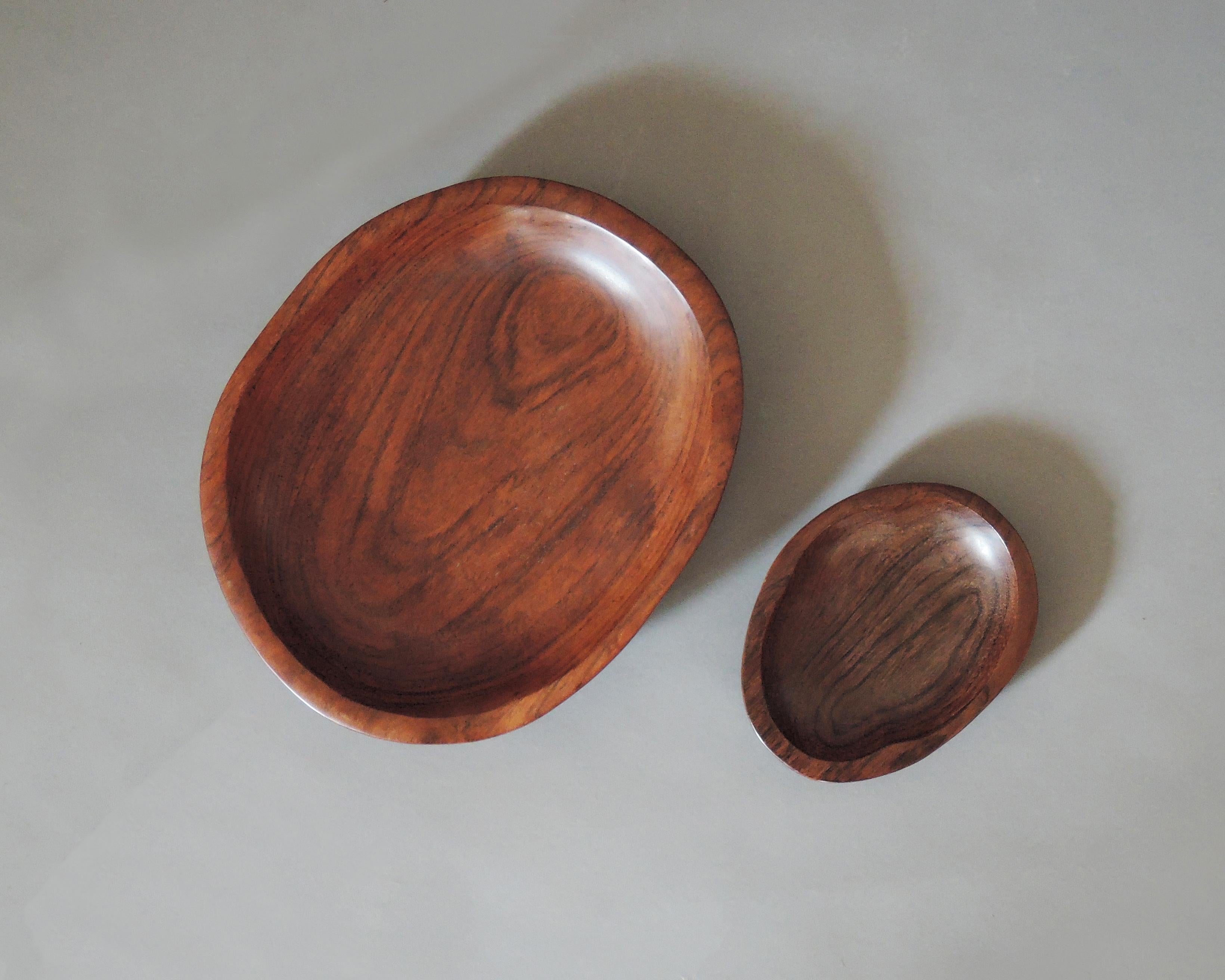French Alexandre and Odile Noll, Two Wooden Carved Trays For Sale