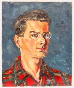 Alexandre Berlant (1921-1994) - 1954 Huile, Self-Portrait en plaid