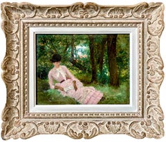 19th century French impressionist painting - L'élégante - Garden Woman Monet