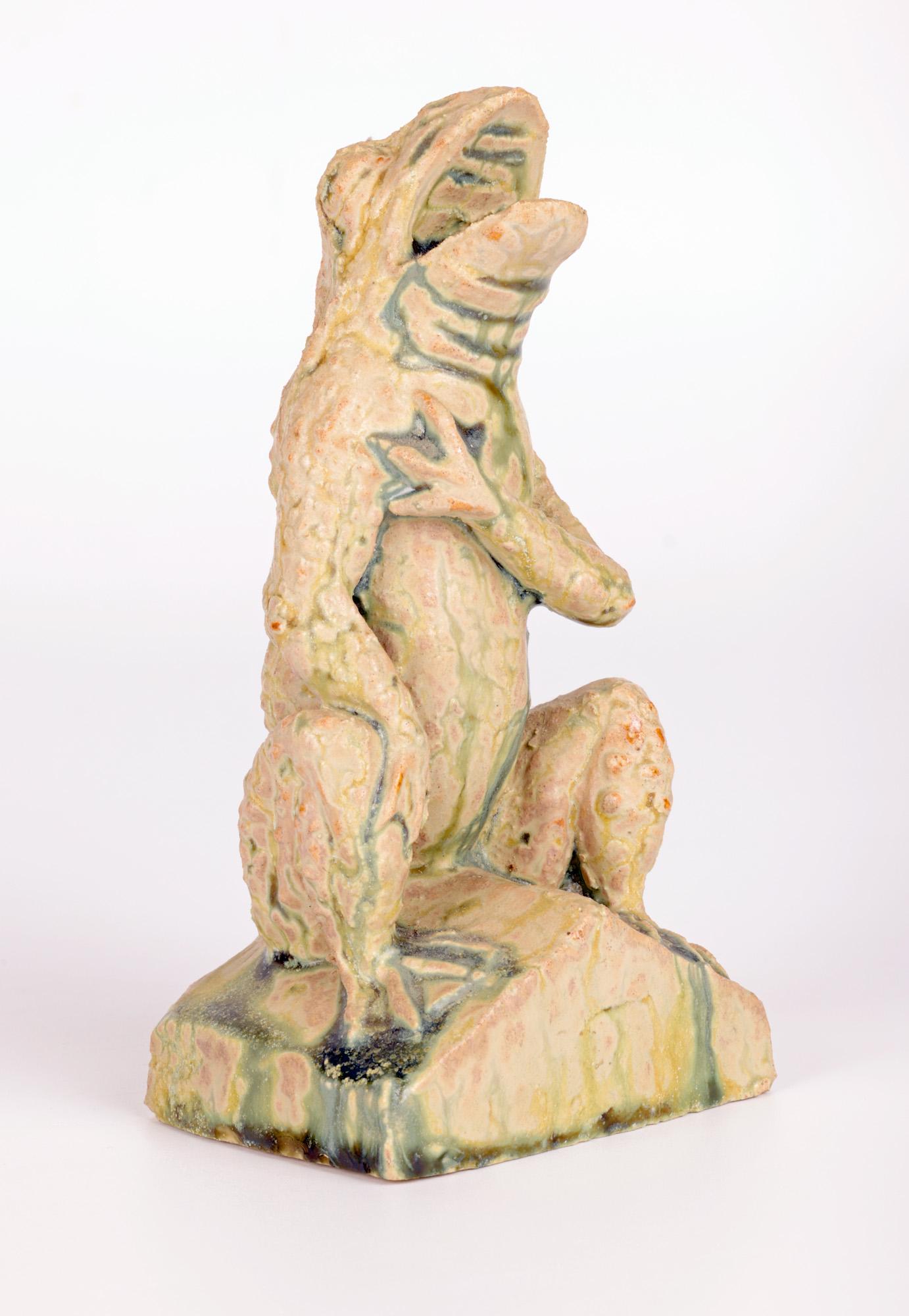 Alexandre Bigot Stoneware Patriotic Singing Frog Figure For Sale 5