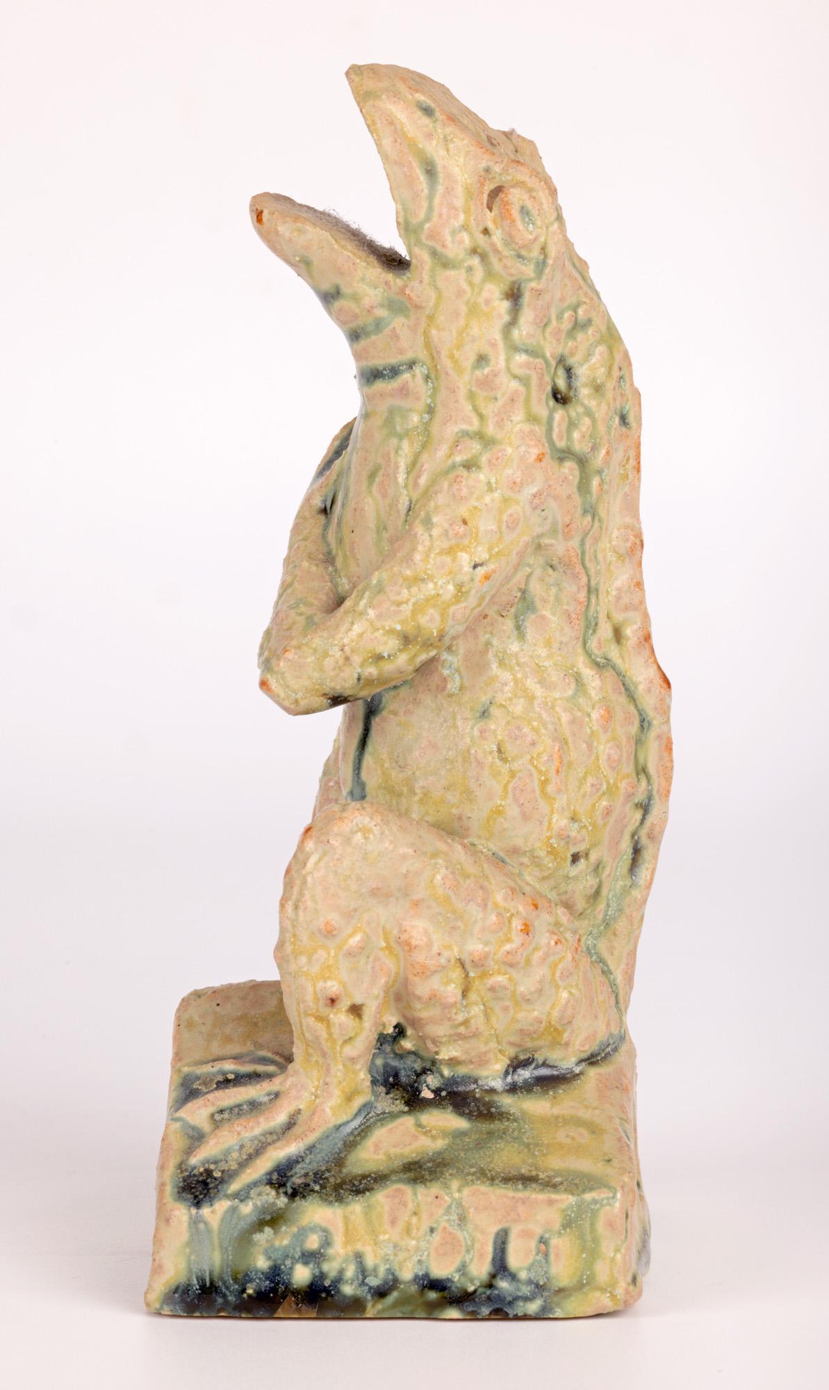Alexandre Bigot Stoneware Patriotic Singing Frog Figure For Sale 7